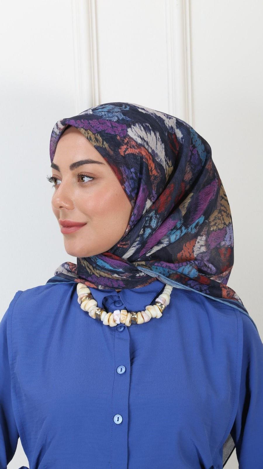 Locella Soft Pamuk Eşarp Lacivert-1