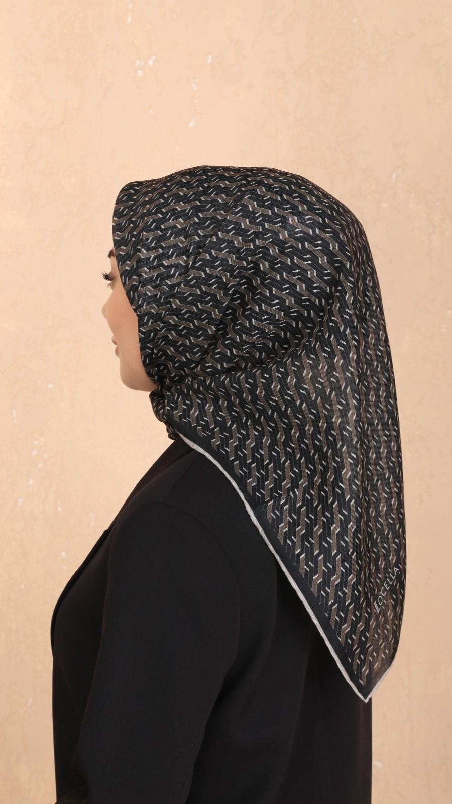 Locella Soft Pamuk Eşarp Siyah Yeşil-2