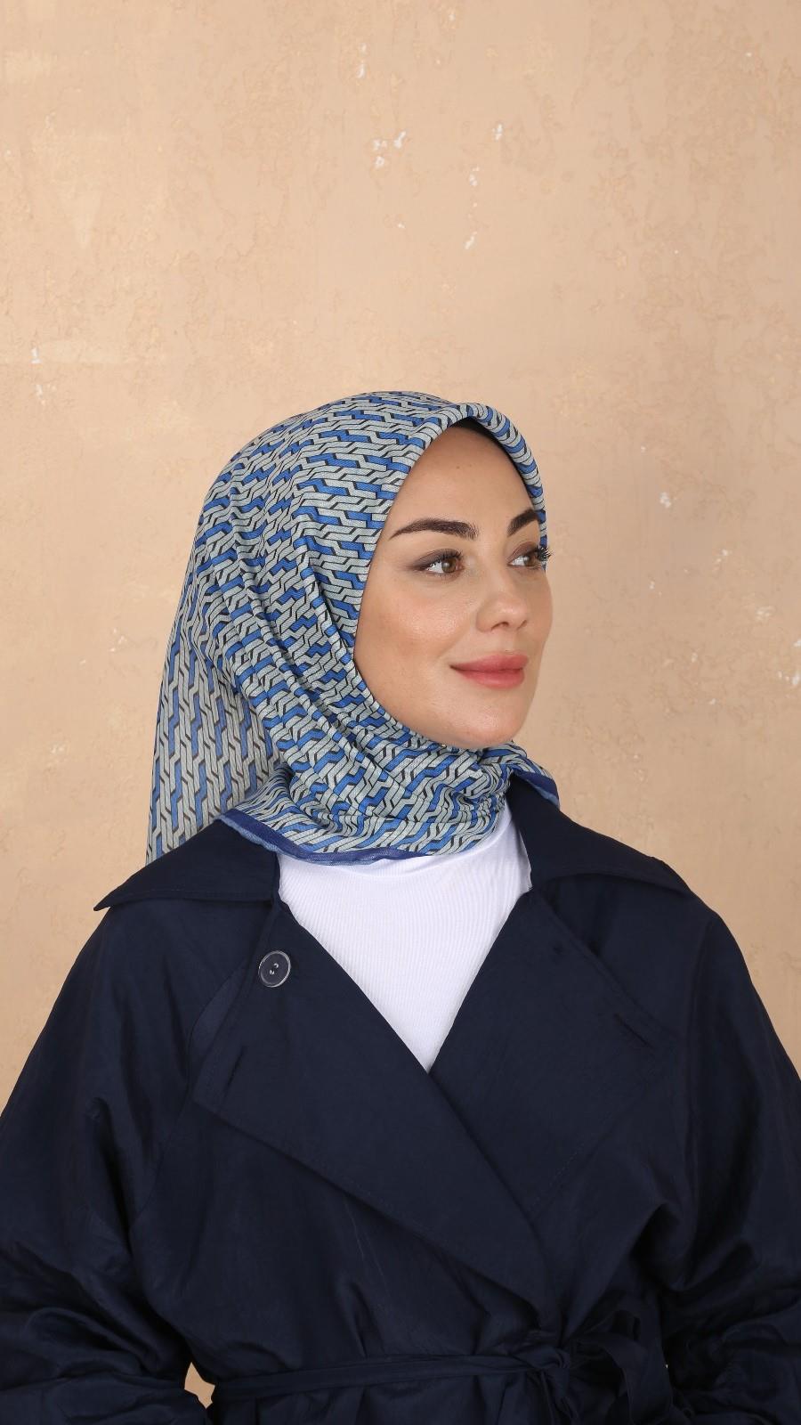 Locella Soft Pamuk Eşarp Mavi-4