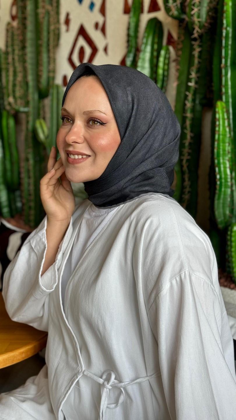 Locella Soft Pamuk Eşarp Antrasit-17
