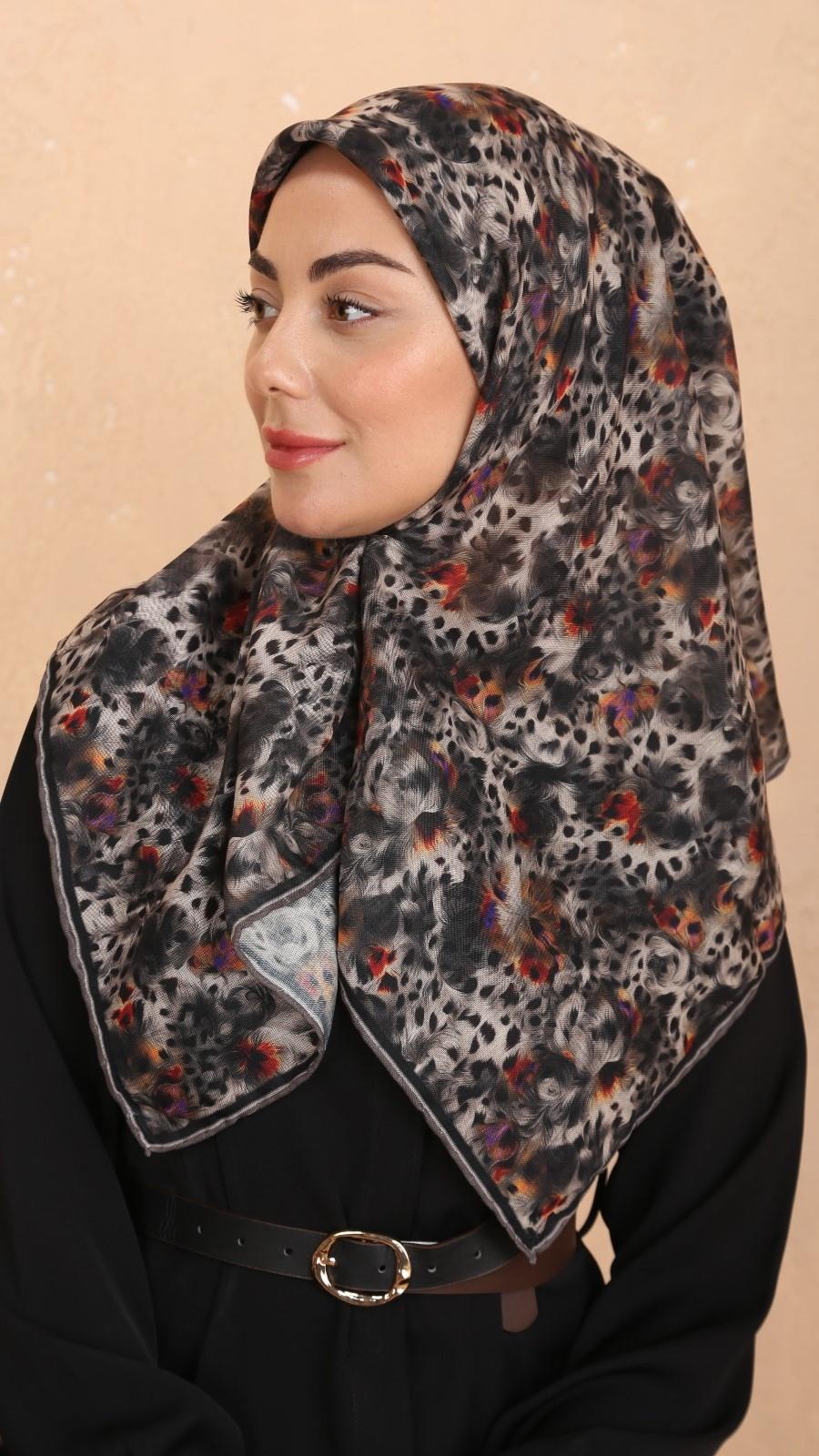 Locella Soft Pamuk Eşarp Siyah Turuncu-7