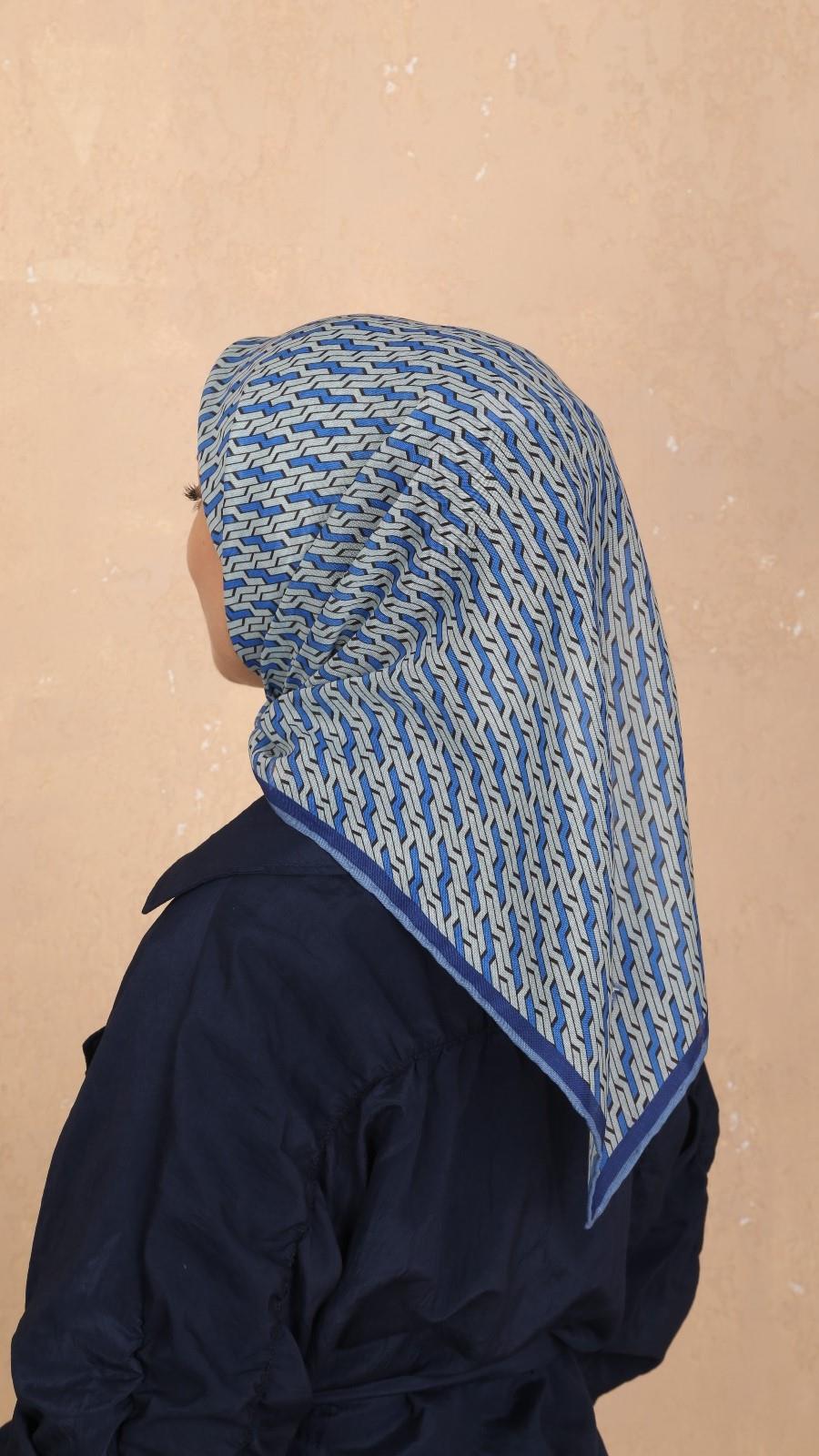 Locella Soft Pamuk Eşarp Mavi-4