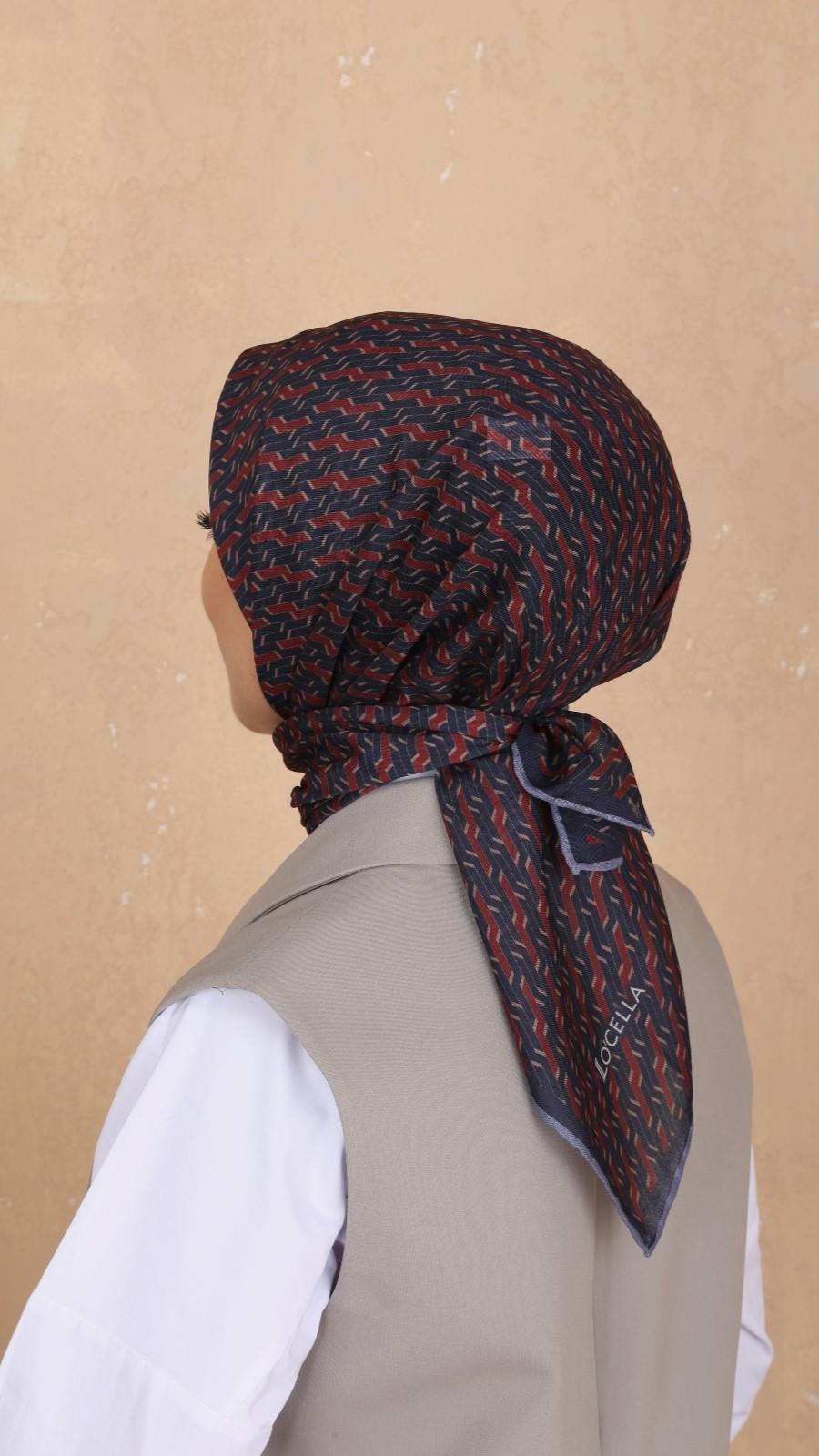 Locella Soft Pamuk Eşarp Lacivert Bordo-15