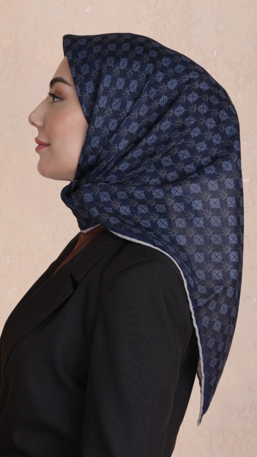 Locella Soft Pamuk Eşarp Lacivert-4