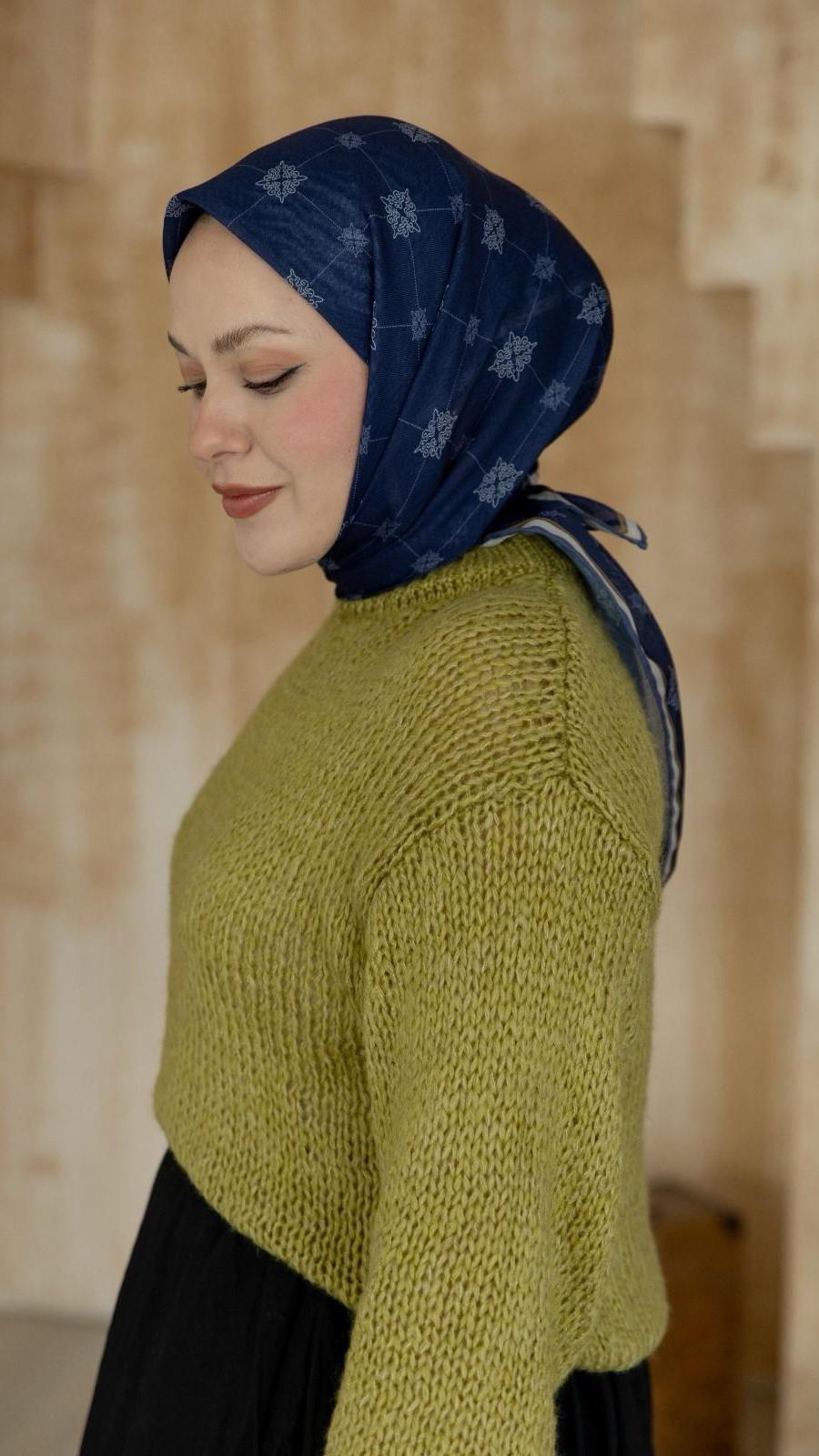 Locella Soft Pamuk Eşarp Lacivert-10