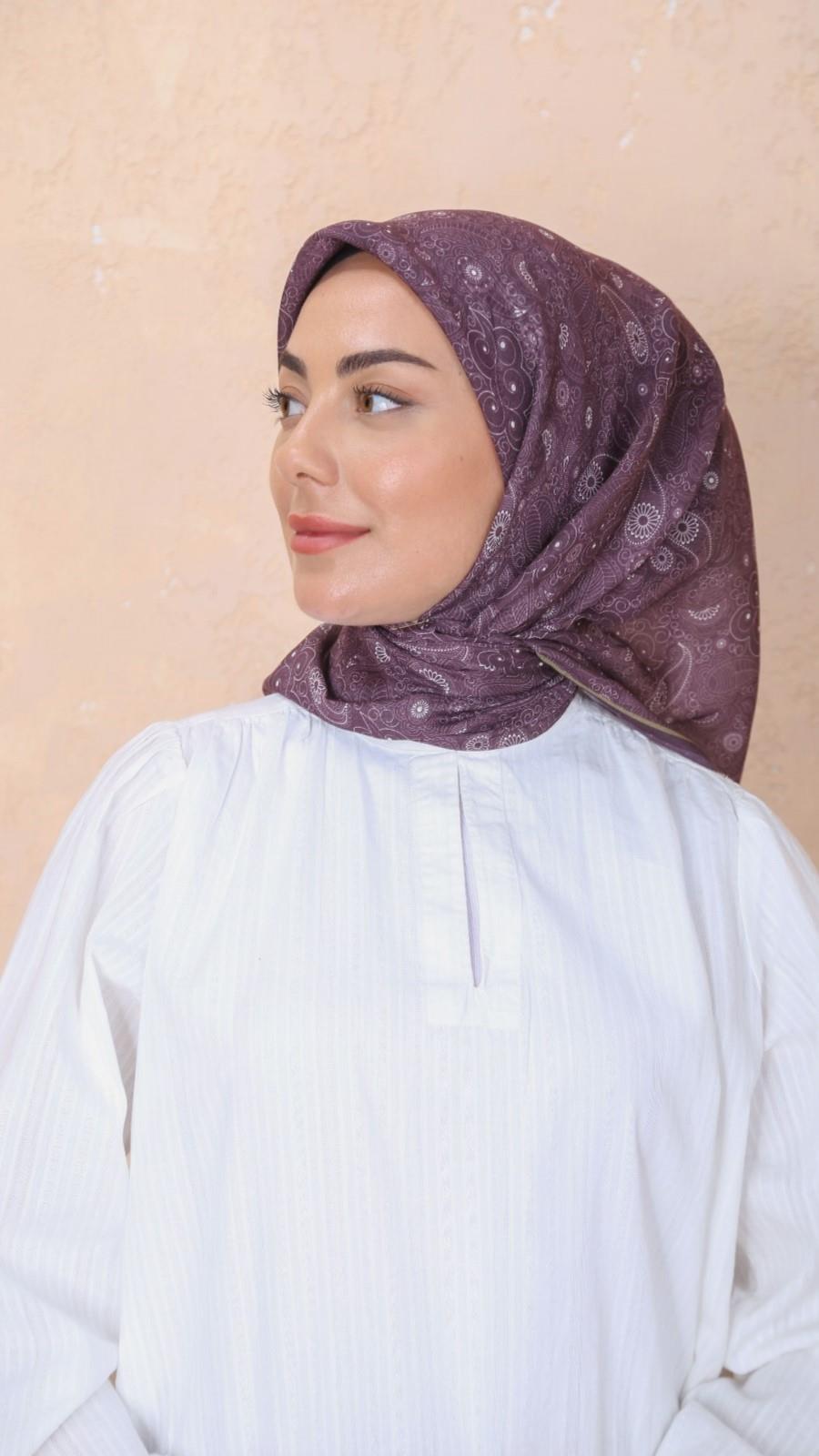 Locella Soft Pamuk Eşarp Koyu Mürdüm-18