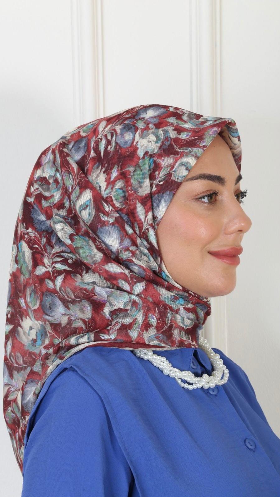 Locella Soft Pamuk Eşarp Bordo-3