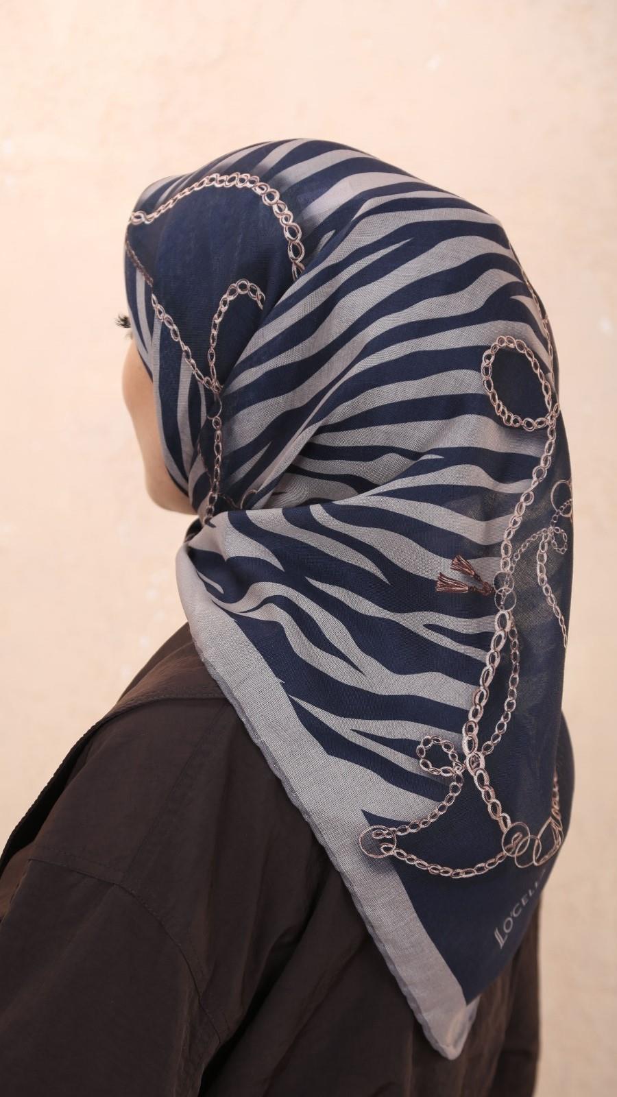 Locella Soft Pamuk Eşarp Lacivert-6