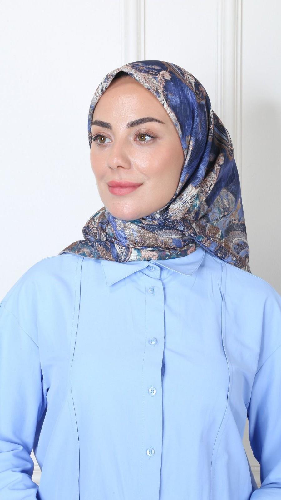 Locella Soft Pamuk Eşarp Koyu Mavi-14