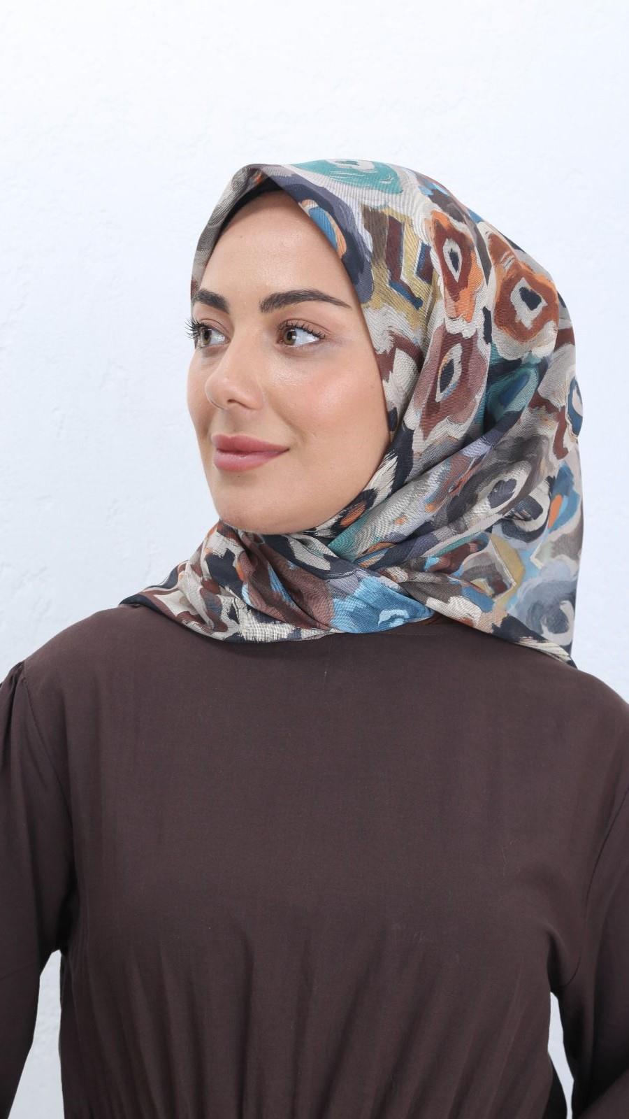 Locella Soft Pamuk Eşarp Siyah Kahve-6