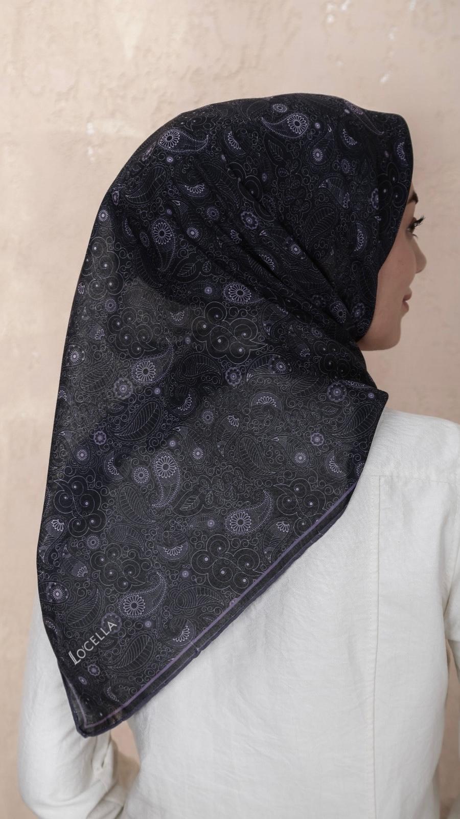 Locella Soft Pamuk Eşarp Siyah Mor-26