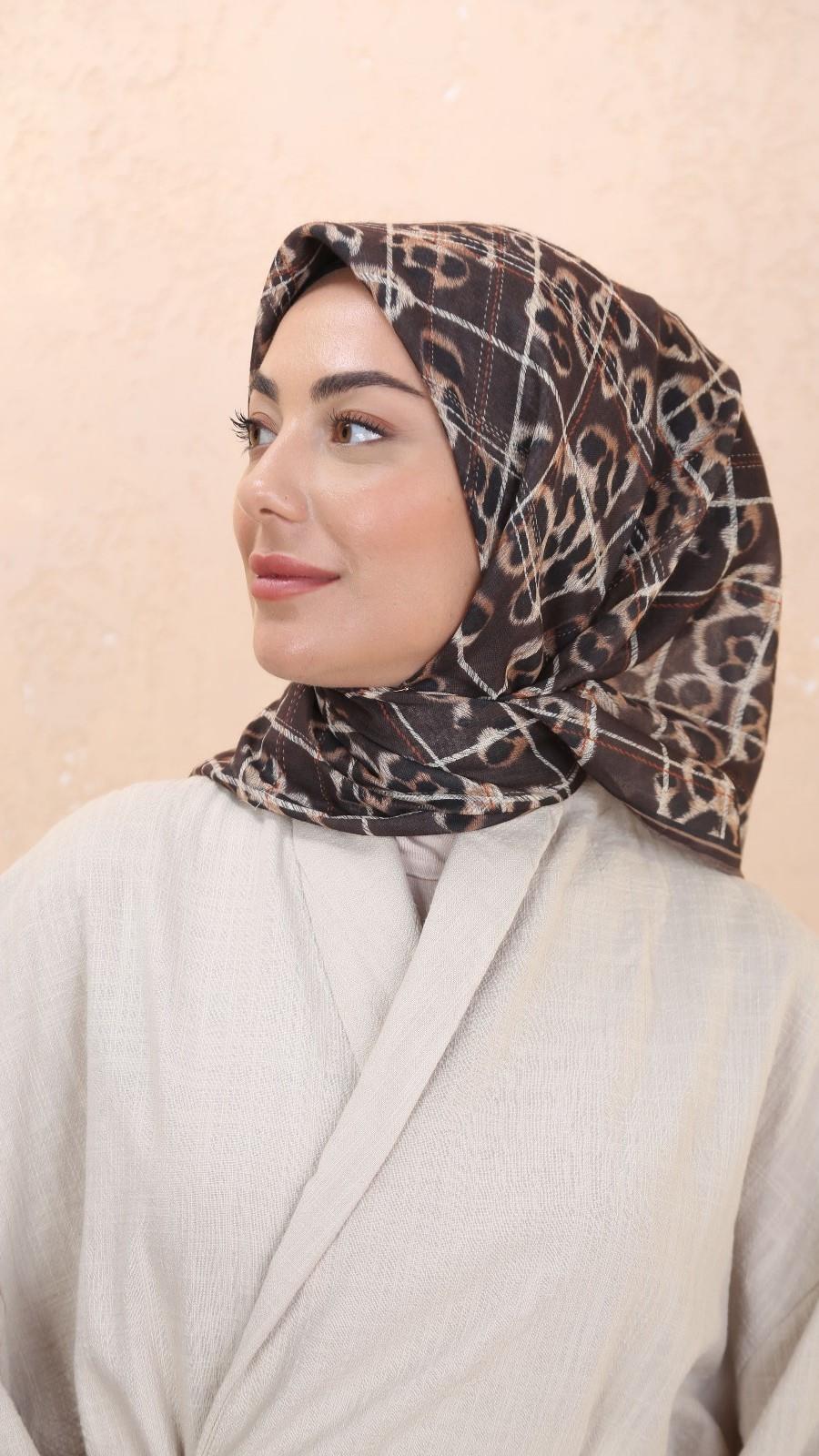 Locella Soft Pamuk Eşarp Kahve-5