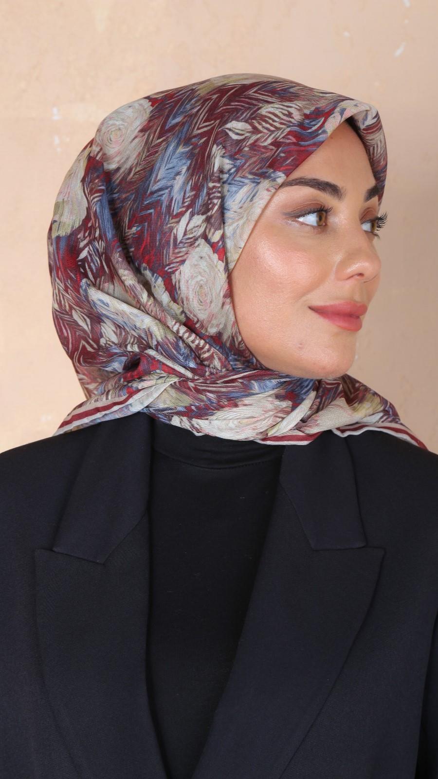 Locella Soft Pamuk Eşarp Bordo-8