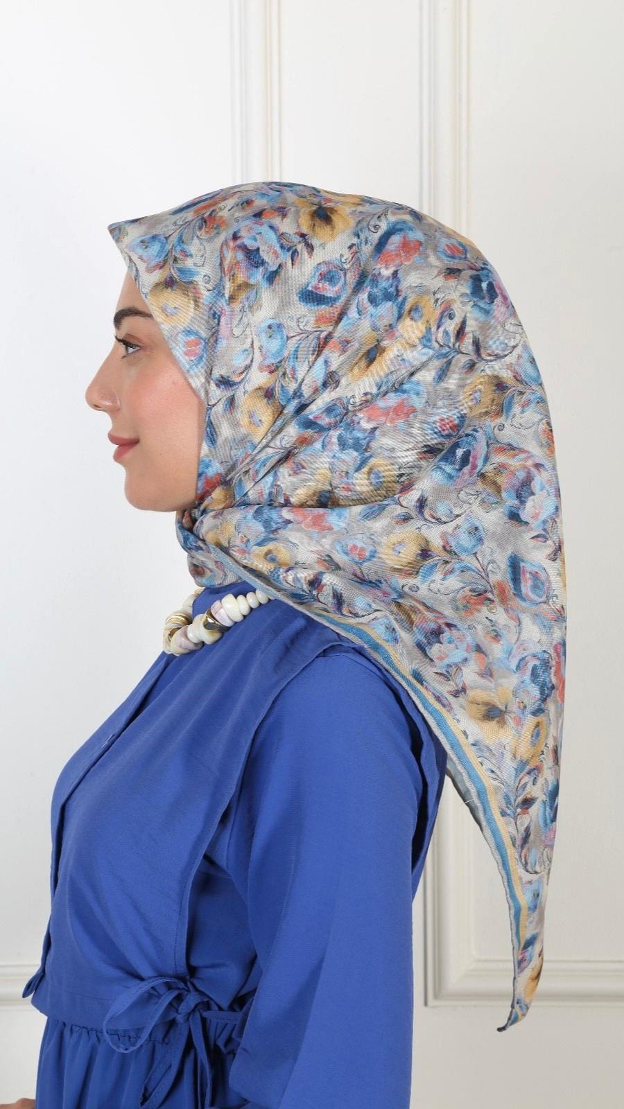 Locella Soft Pamuk Eşarp Mavi-9