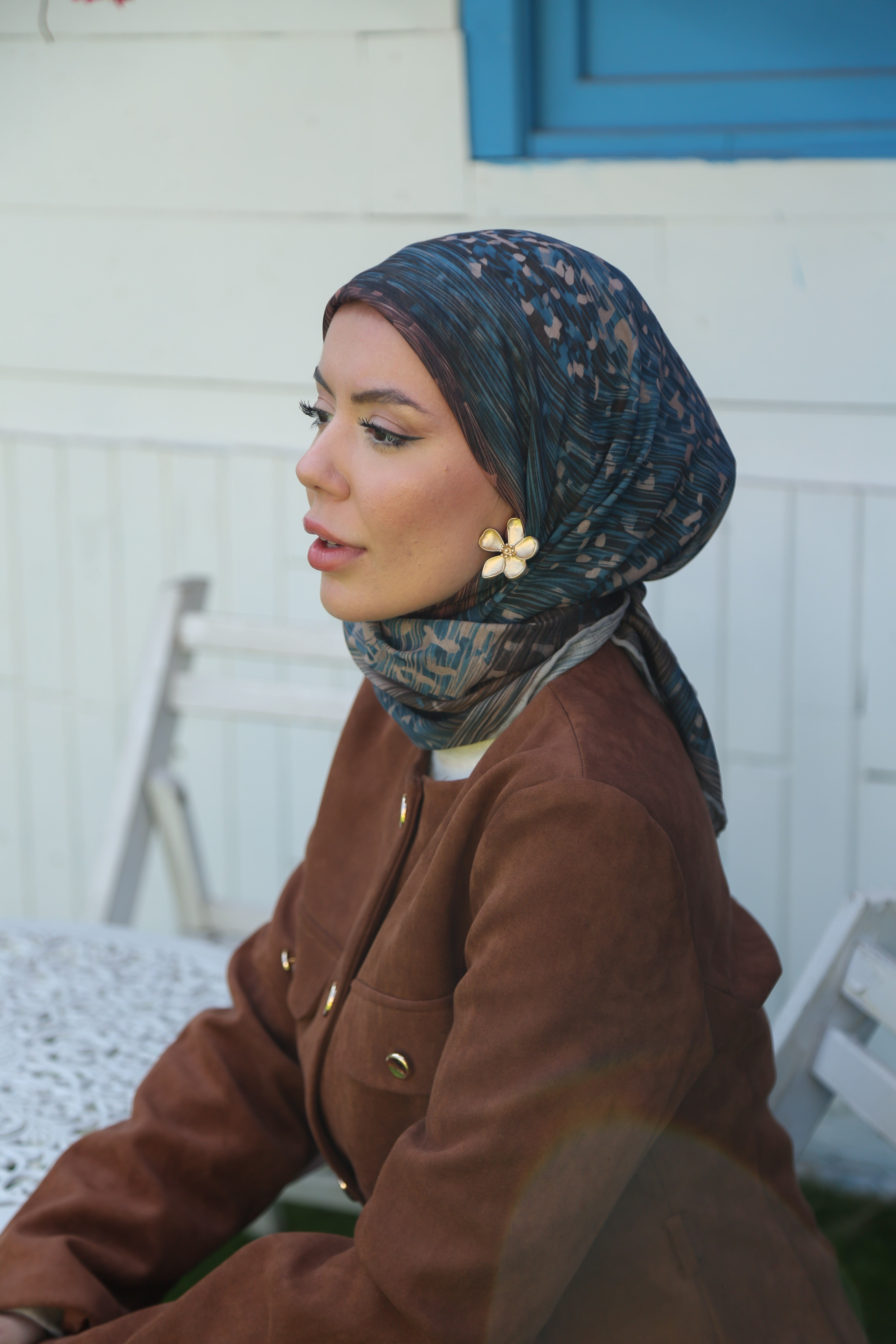 Locella Soft Pamuk Eşarp Mavi