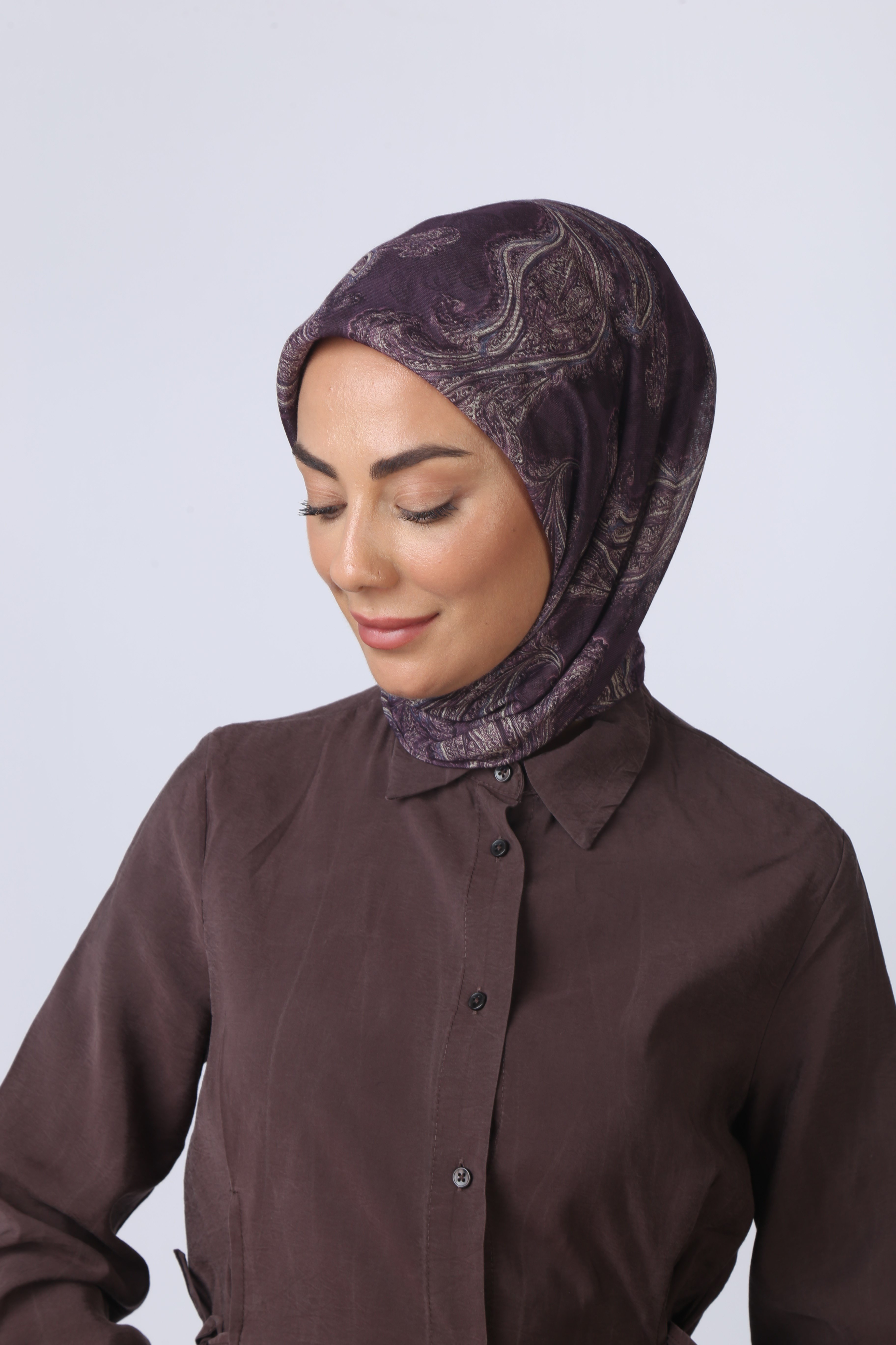 Locella Soft Pamuk Eşarp Patlıcan Moru