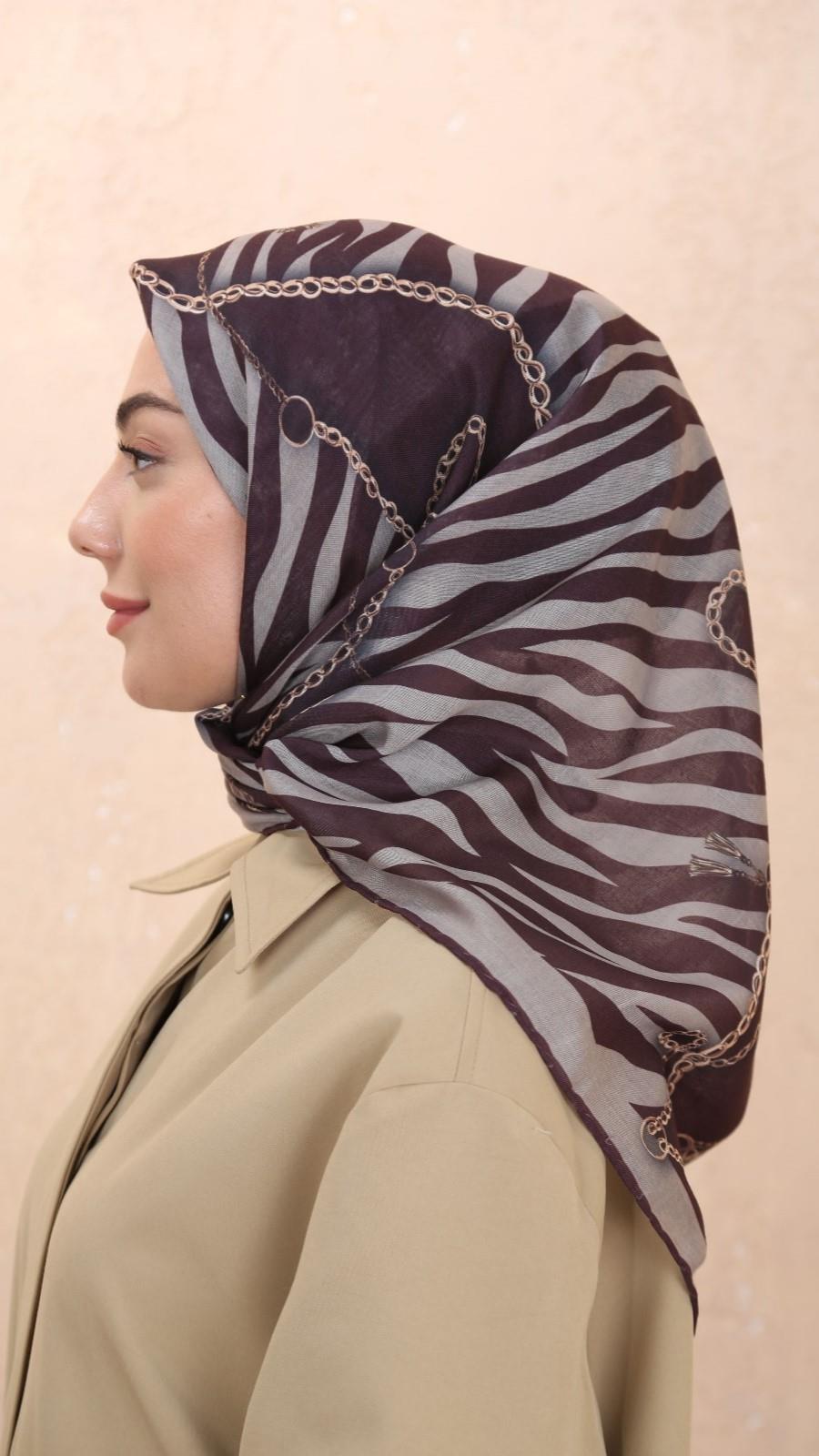 Locella Soft Pamuk Eşarp Kızıl Kahve-5