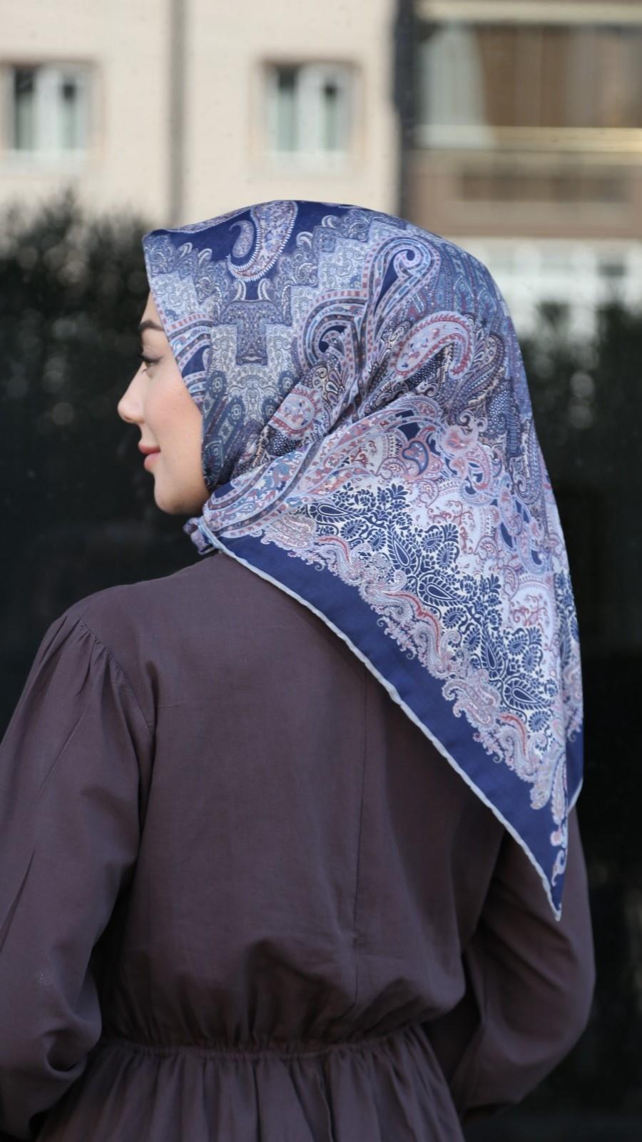 Locella Soft Pamuk Eşarp Lacivert-7