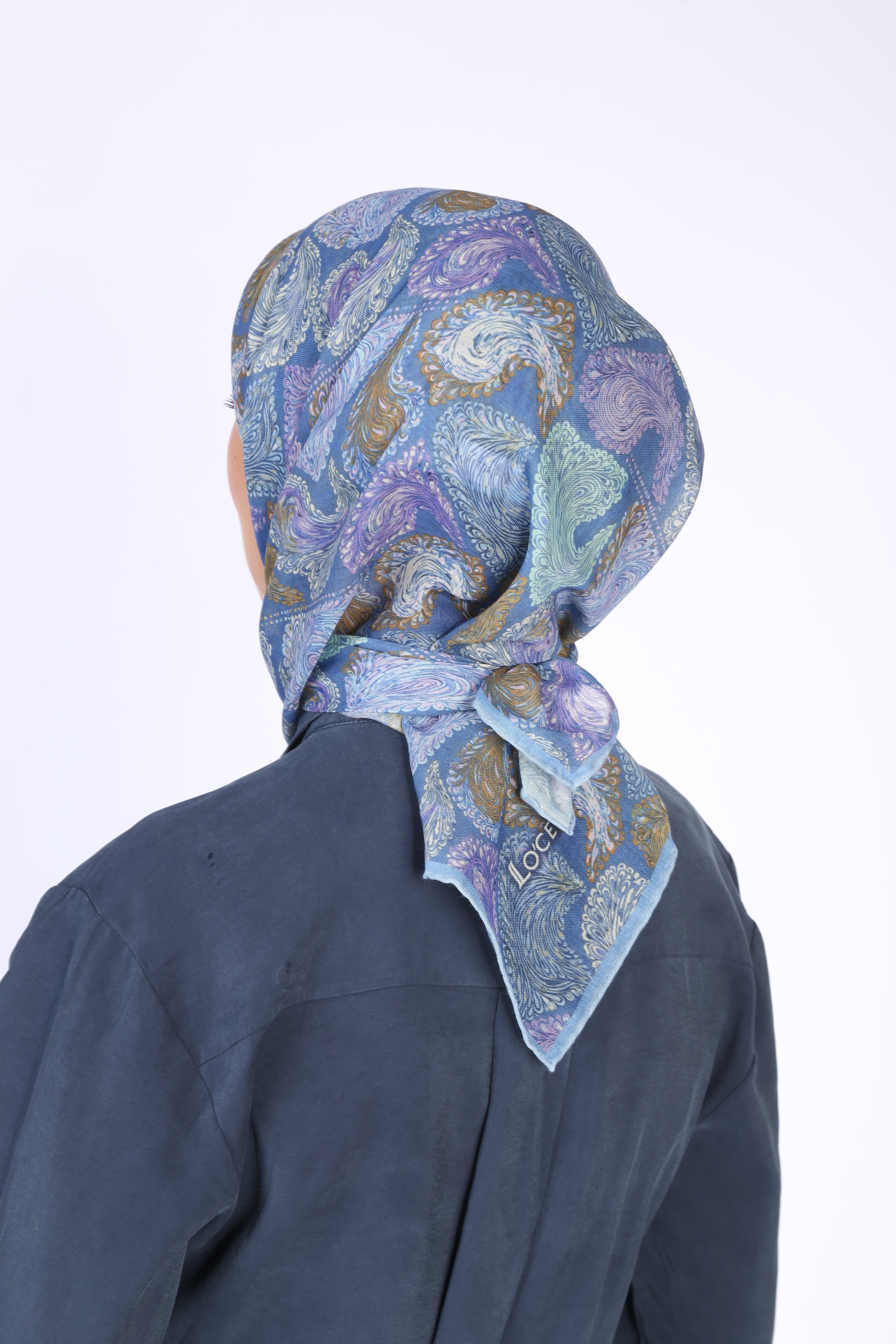 Locella Soft Pamuk Eşarp-Mavi