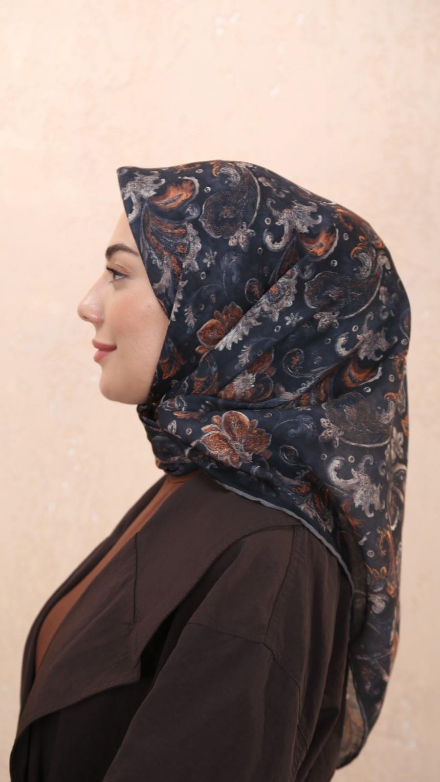 Locella Soft Pamuk Eşarp Siyah Turuncu-3