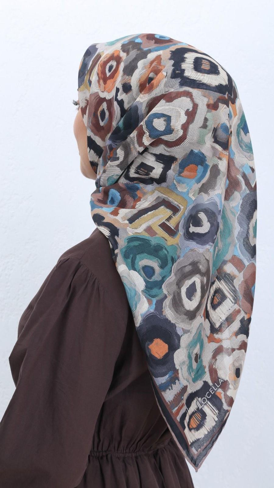 Locella Soft Pamuk Eşarp Siyah Kahve-6