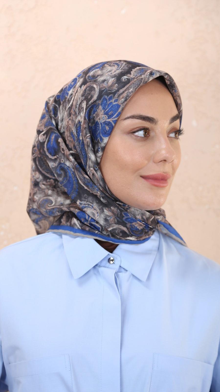 Locella Soft Pamuk Eşarp Saks-6