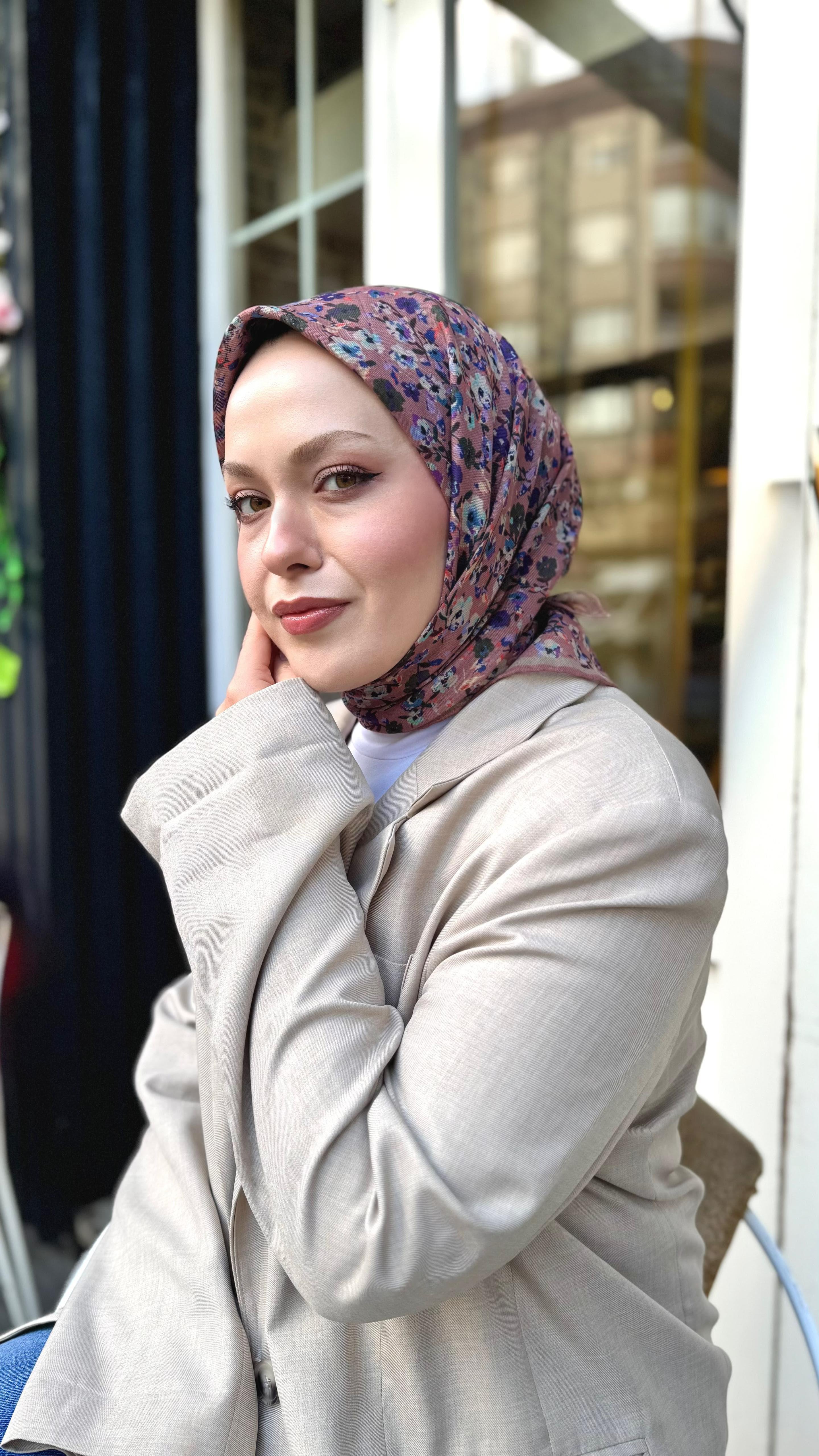 Locella Soft Pamuk Eşarp Pudra-14