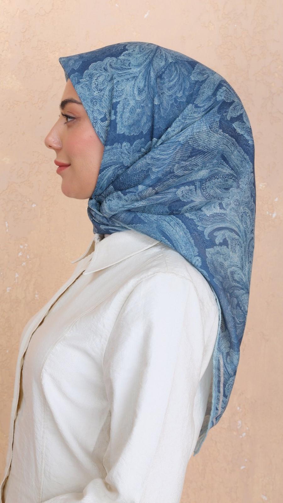 Locella Soft Pamuk Eşarp Deniz Mavi-14