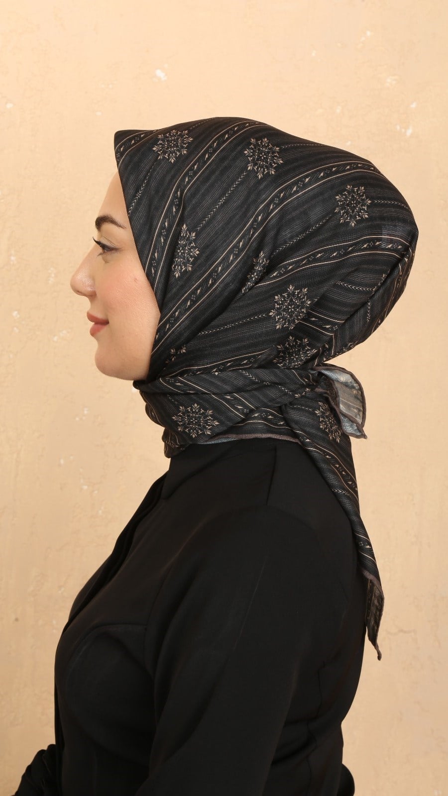 Locella Soft Pamuk Eşarp Siyah Vizon