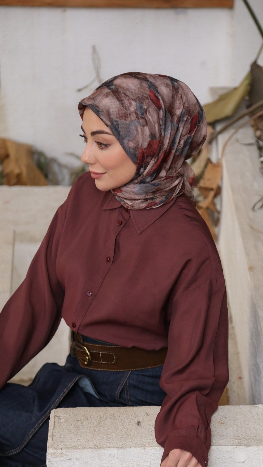 Locella Soft Pamuk Eşarp Kahve