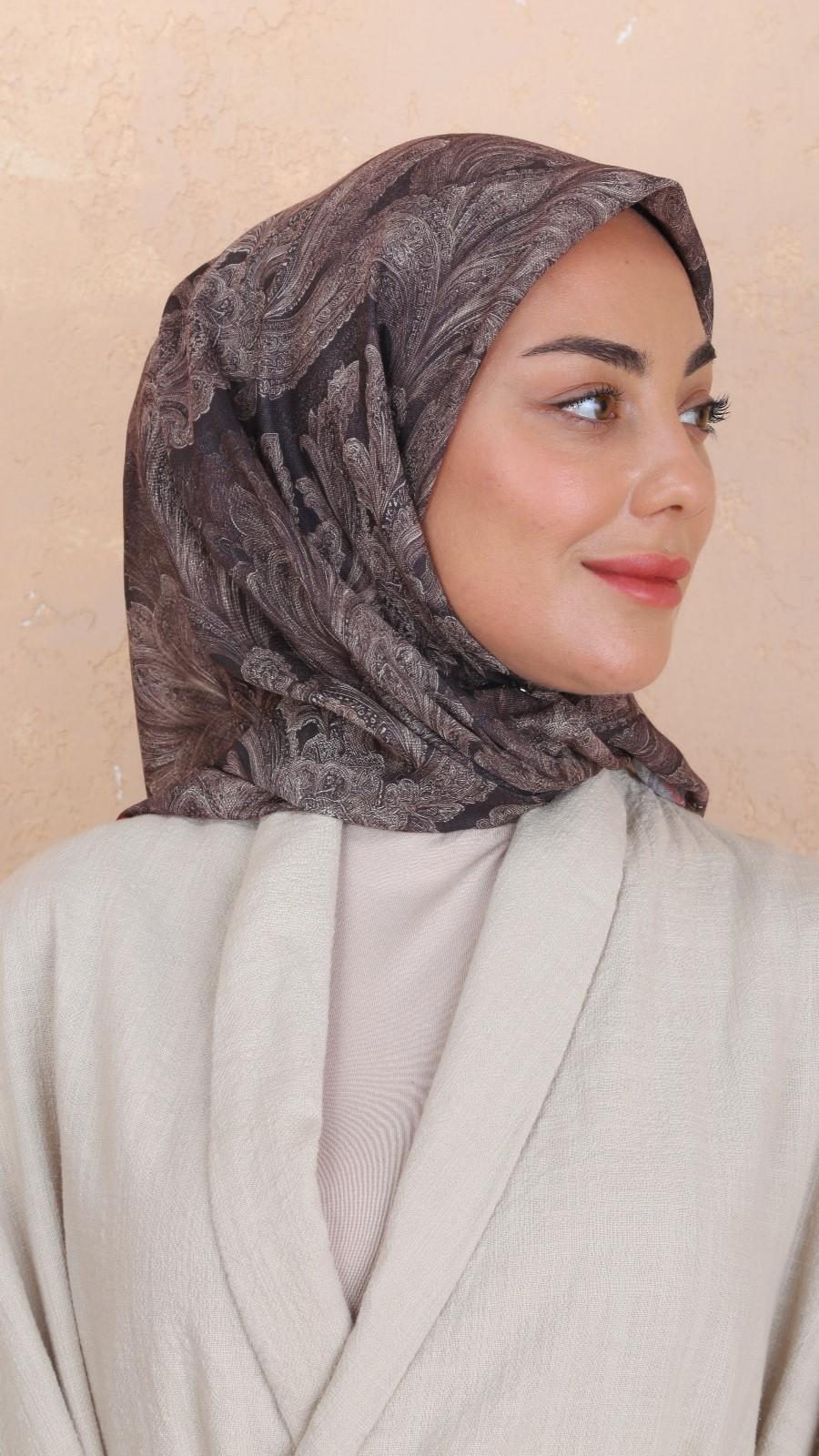 Locella Soft Pamuk Eşarp Kahve-8