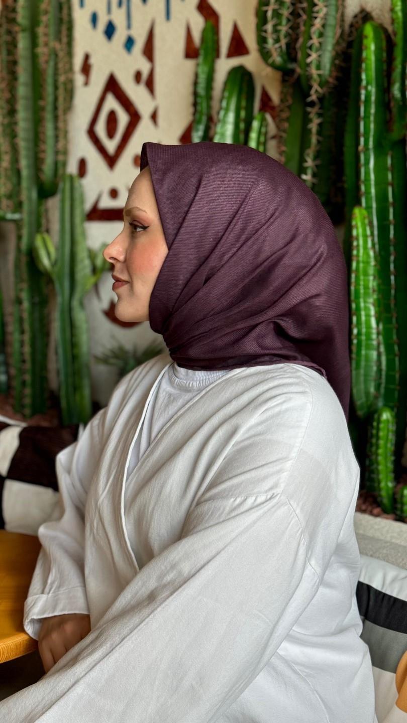 Locella Soft Pamuk Eşarp Koyu Mor-14