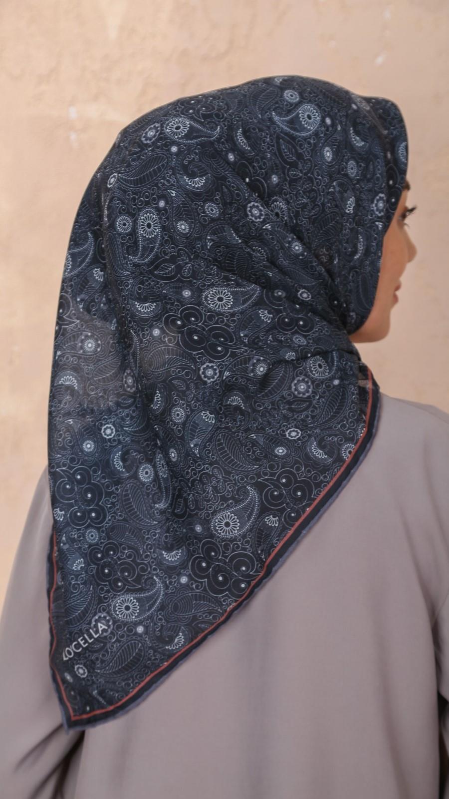 Locella Soft Pamuk Eşarp Siyah Kiremit-8