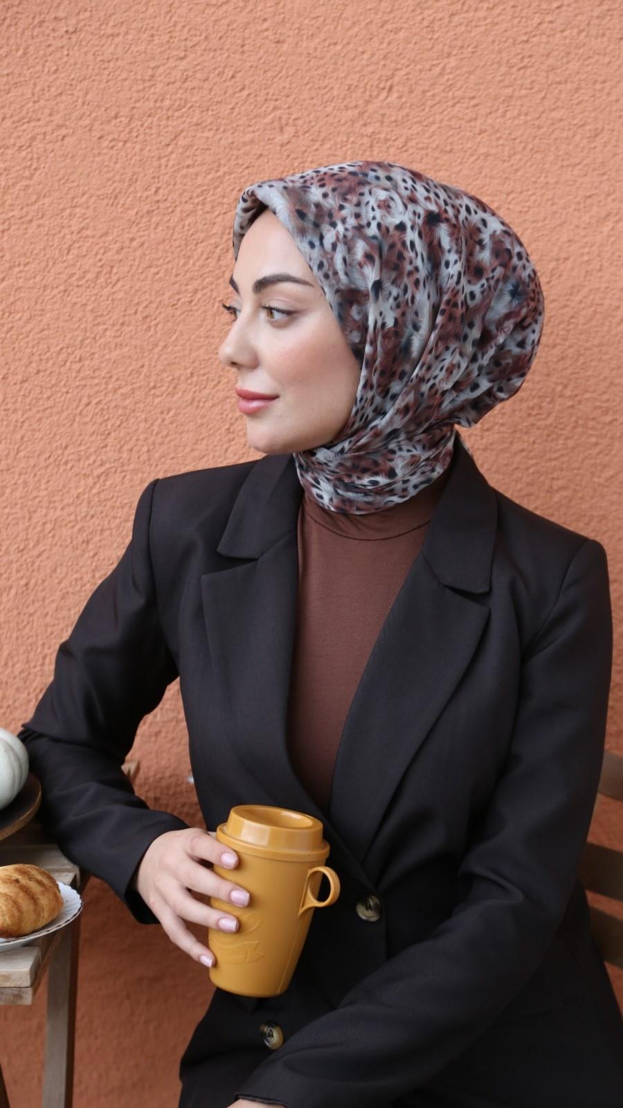 Locella Soft Pamuk Eşarp Kahve-5