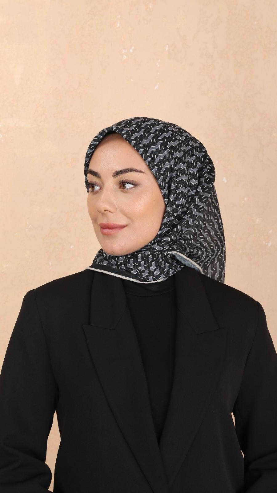 Locella Soft Pamuk Eşarp Siyah Gri-13