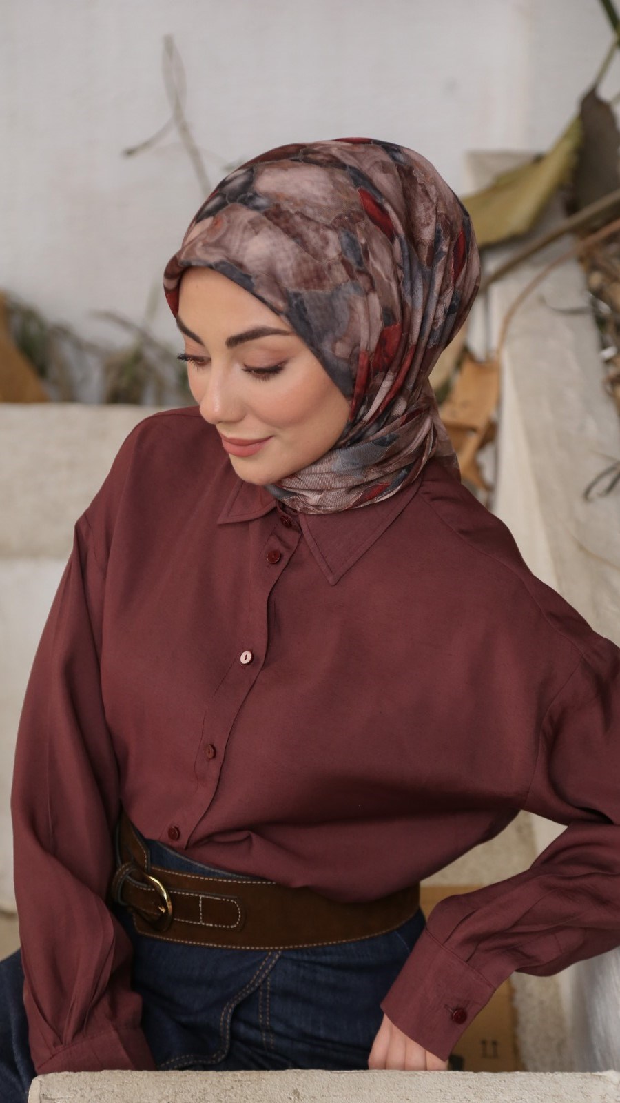 Locella Soft Pamuk Eşarp Kahve