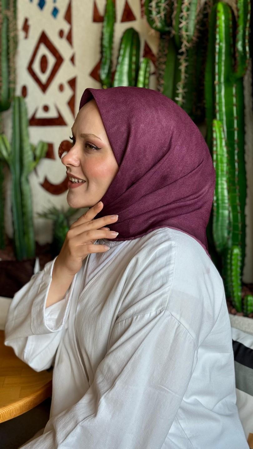 Locella Soft Pamuk Eşarp Mürdüm-8