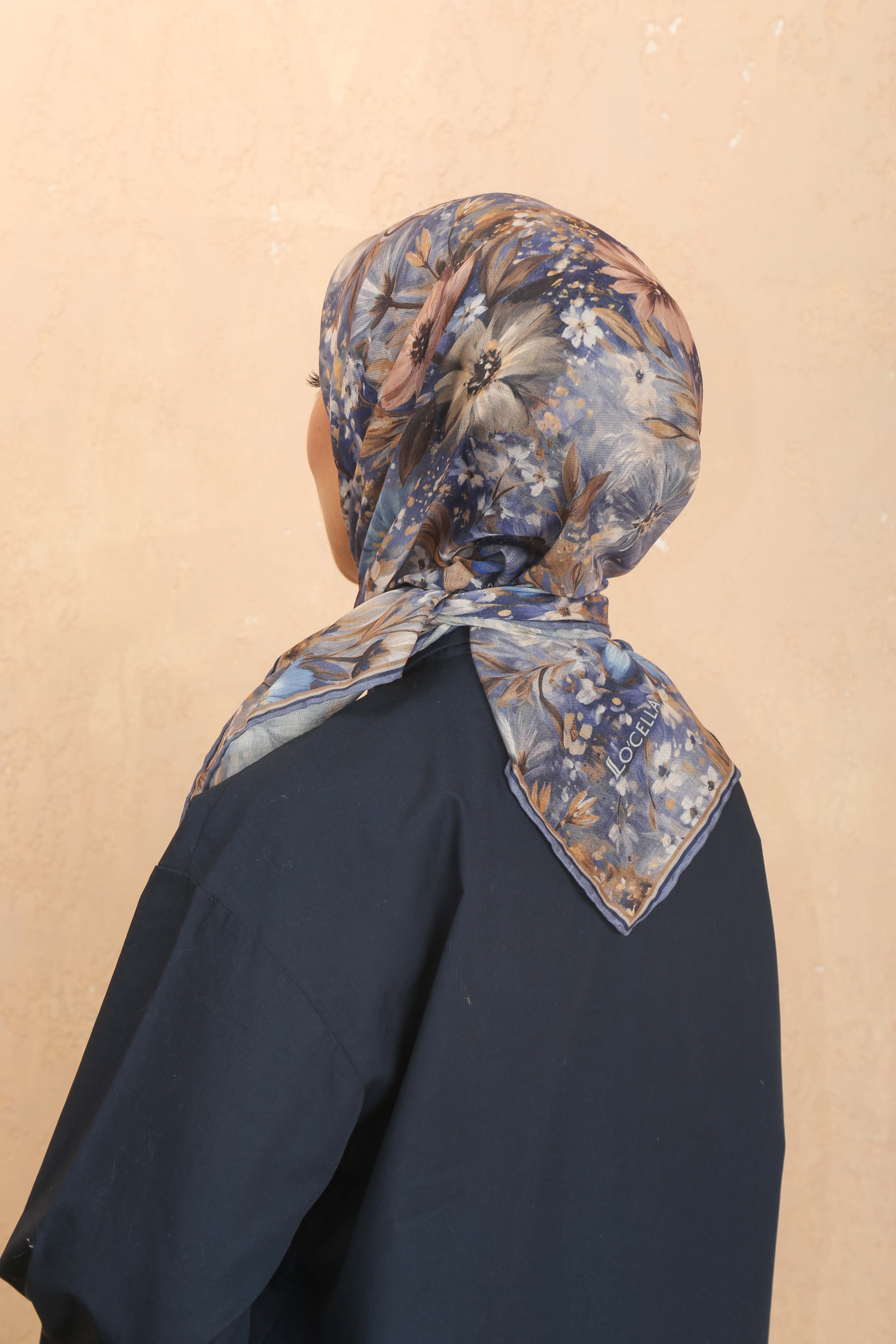 Locella Soft Pamuk Eşarp Lacivert