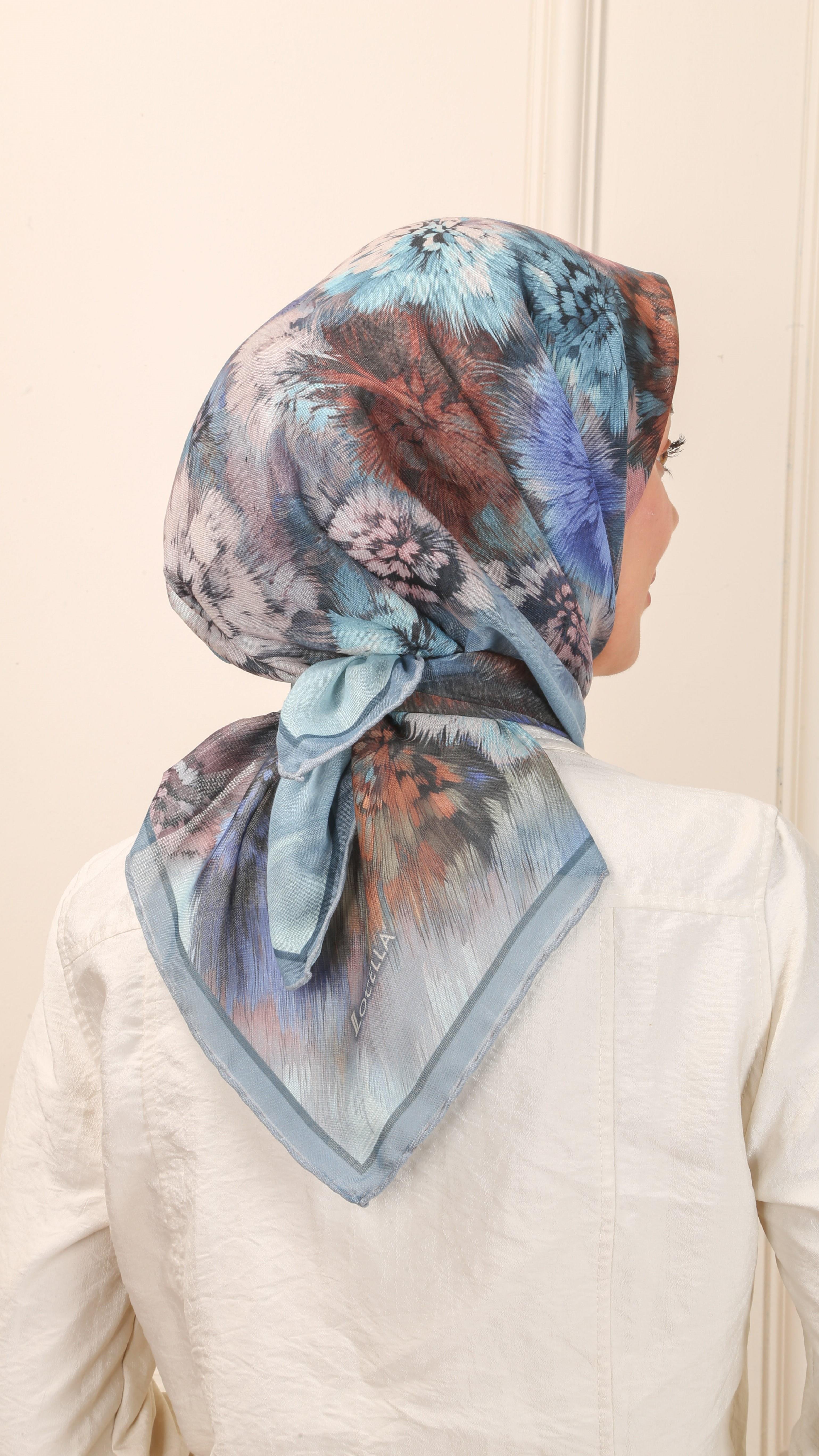 Locella Soft Pamuk Eşarp Mavi-8