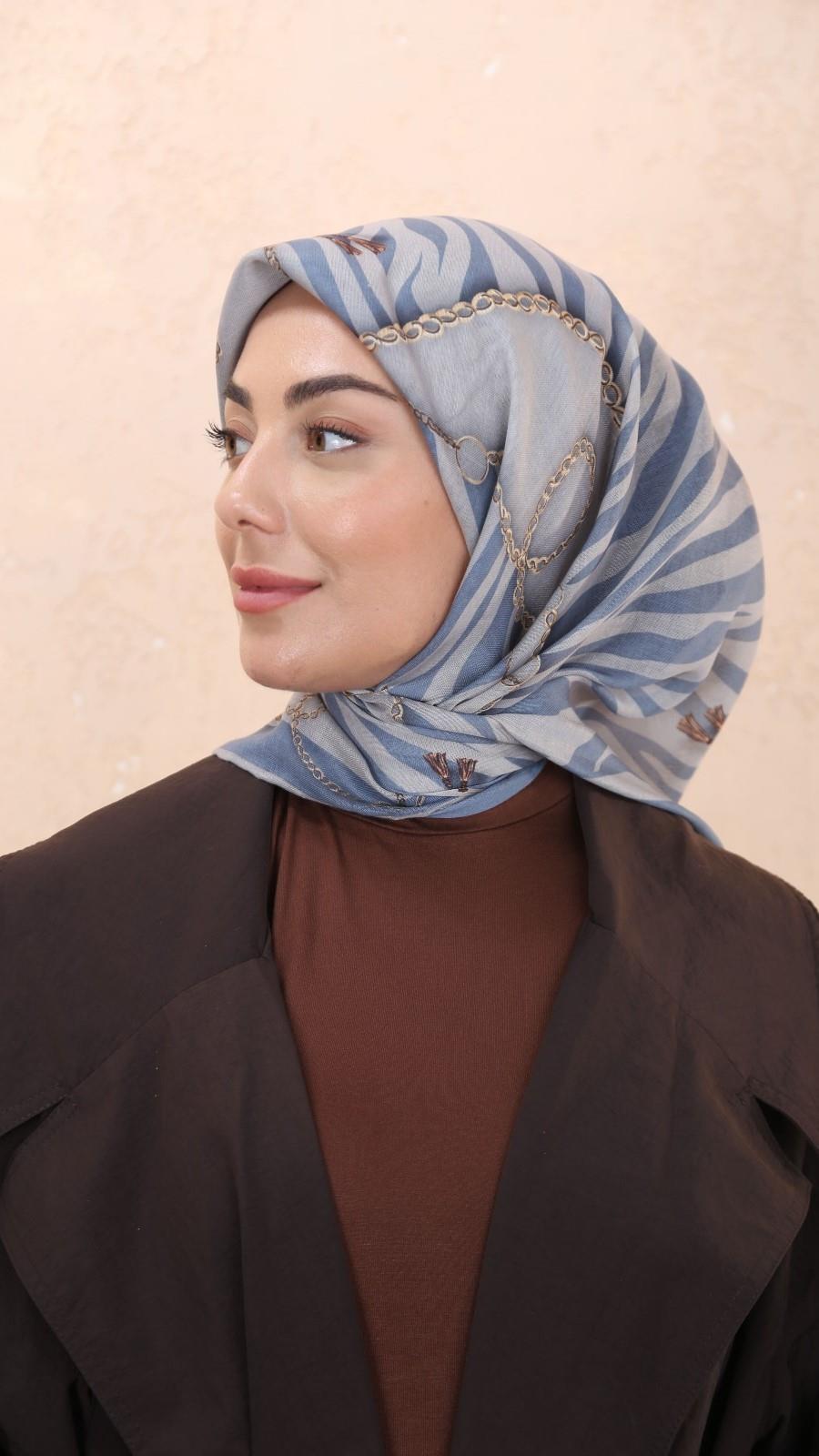 Locella Soft Pamuk Eşarp Mavi-8