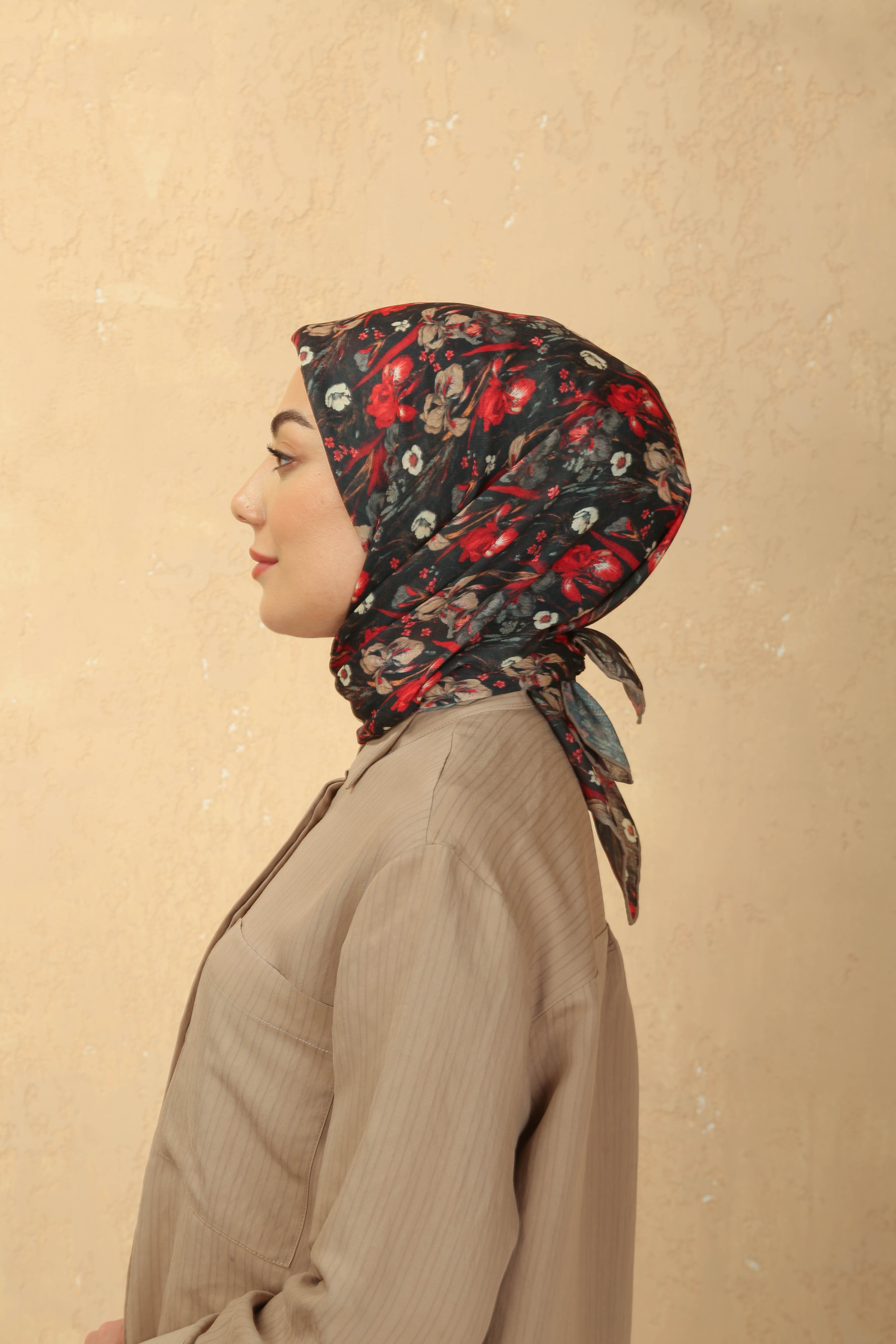 Locella Soft Pamuk Eşarp Siyah Kırmızı