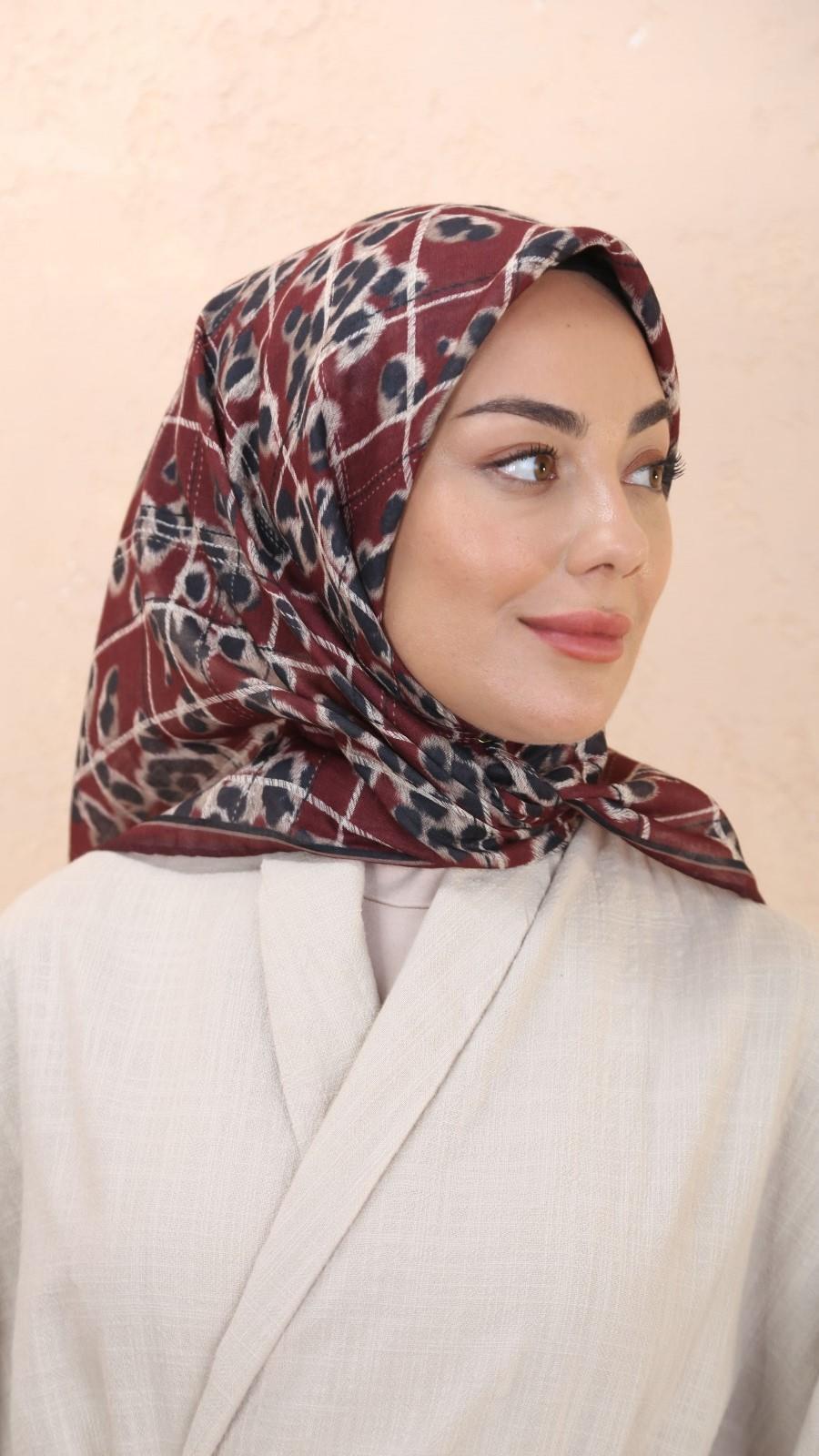 Locella Soft Pamuk Eşarp Bordo-6