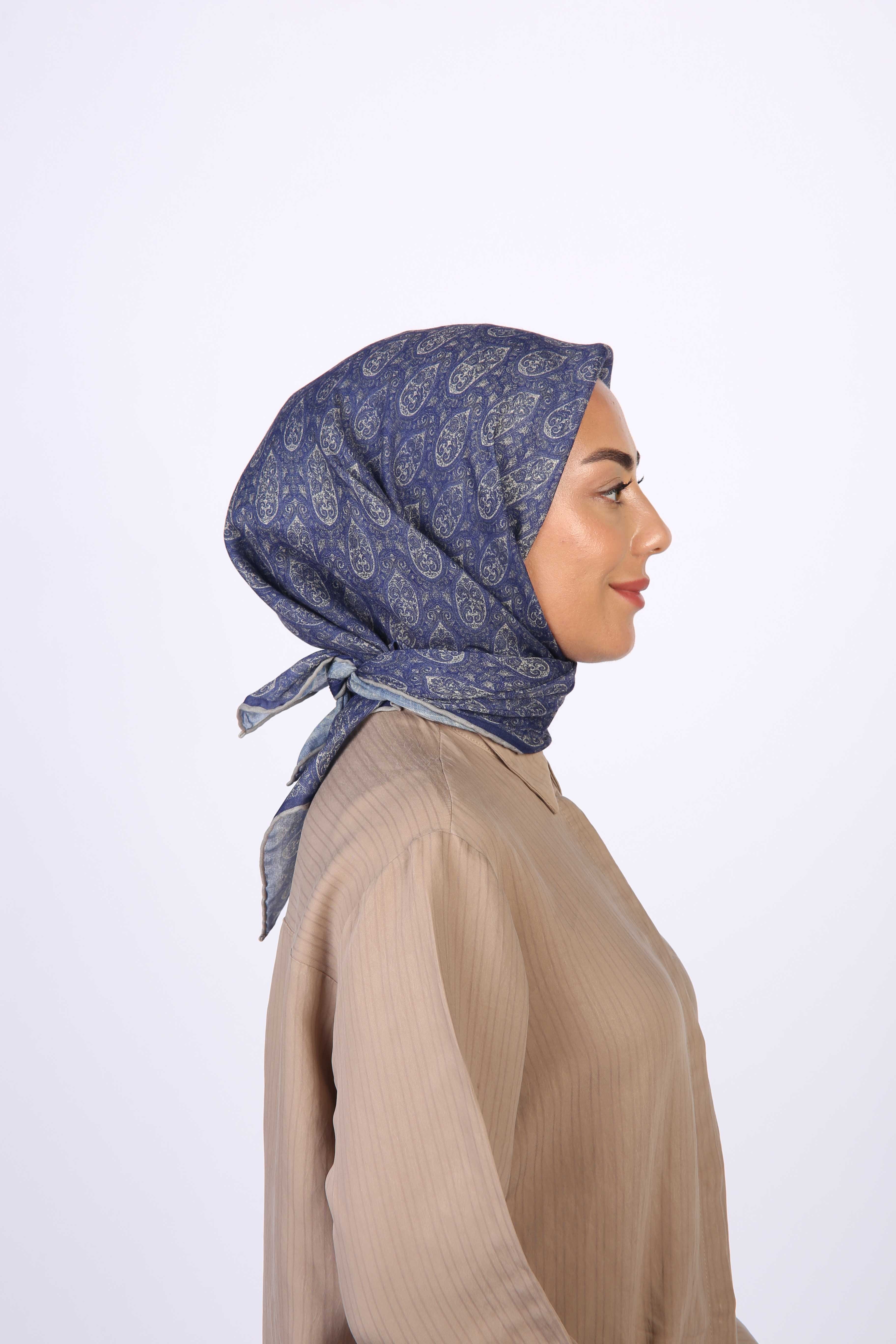 Locella Soft Pamuk Eşarp Saks Mavisi