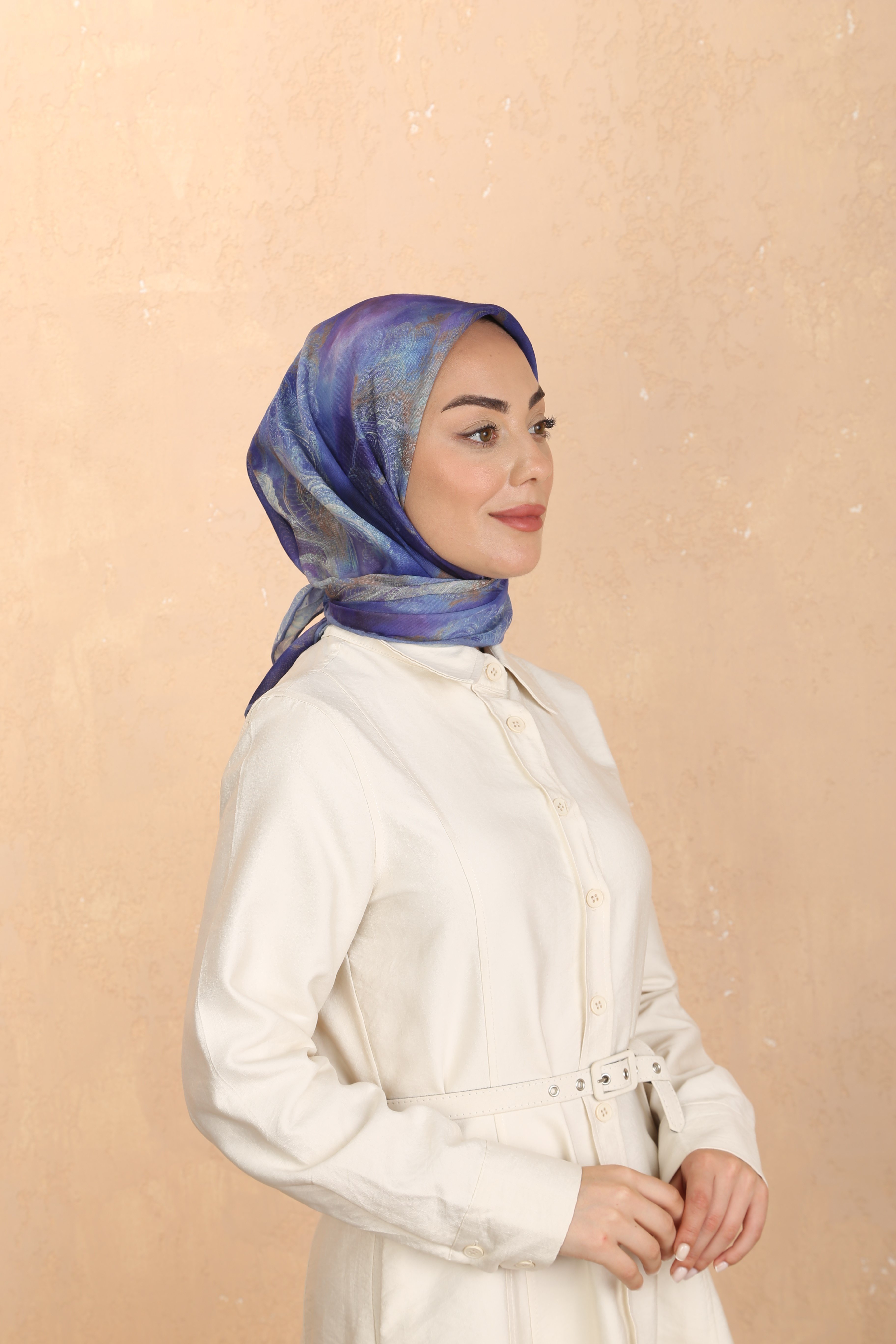 Locella Soft Pamuk Eşarp Mavi-Mor