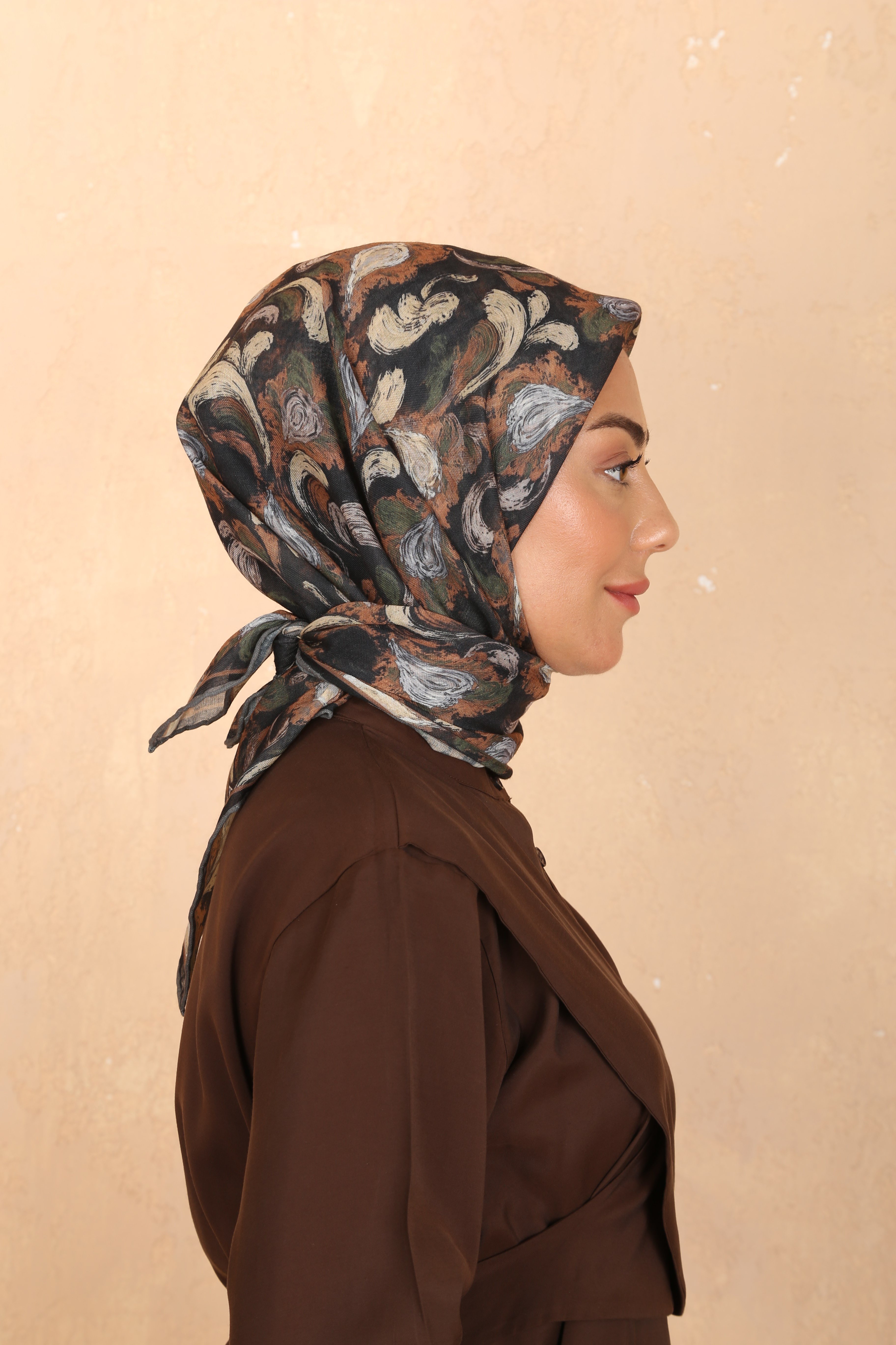 Locella Soft Pamuk Eşarp Siyah Kahverengi