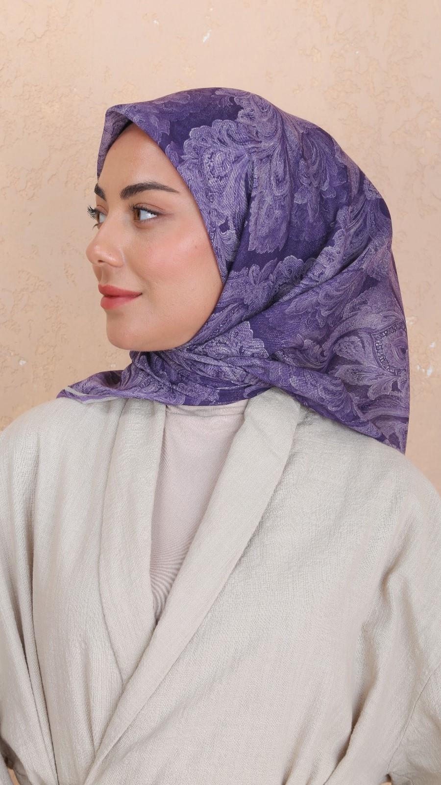 Locella Soft Pamuk Eşarp Mor-5