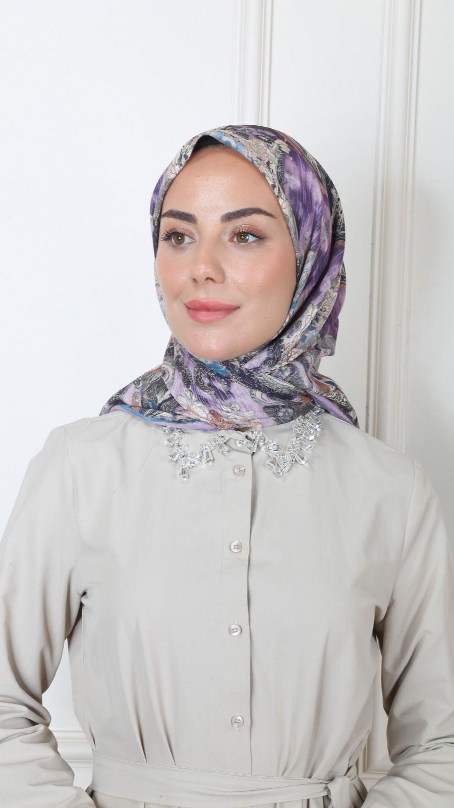 Locella Soft Pamuk Eşarp Mor-9