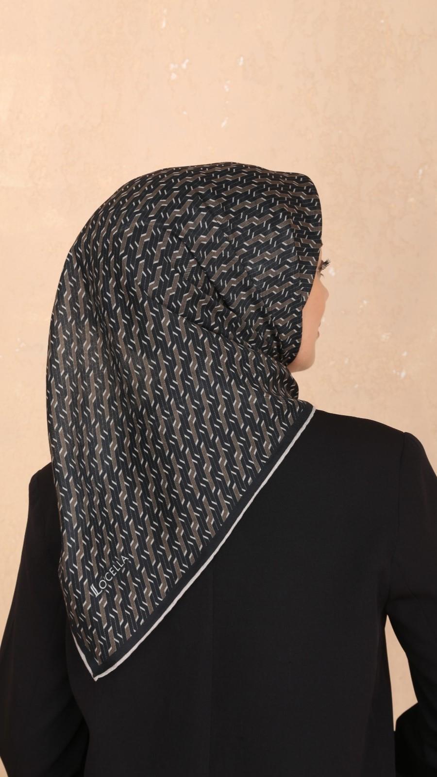 Locella Soft Pamuk Eşarp Siyah Yeşil-2