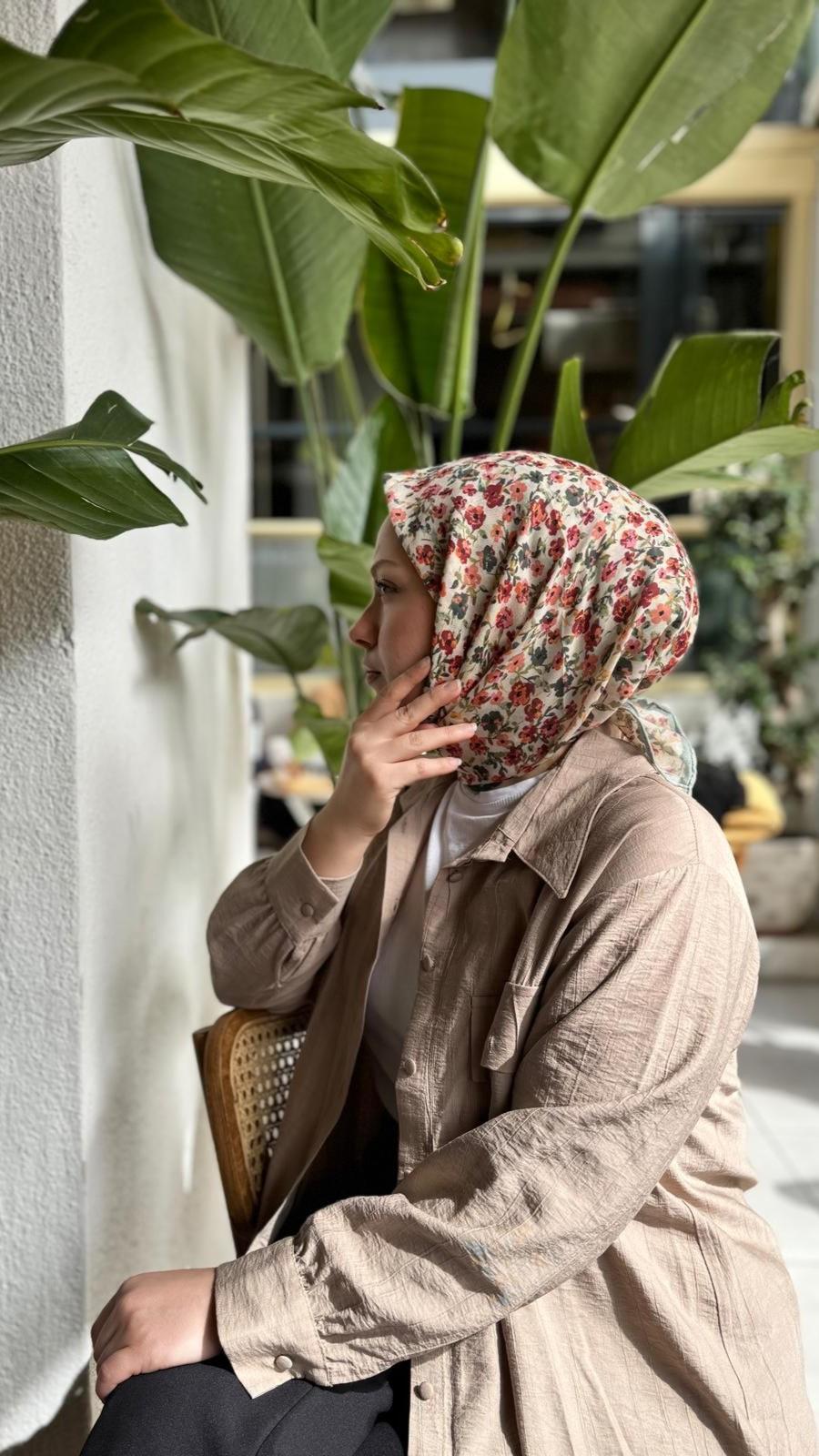 Locella Soft Pamuk Eşarp Haki Yeşil-11