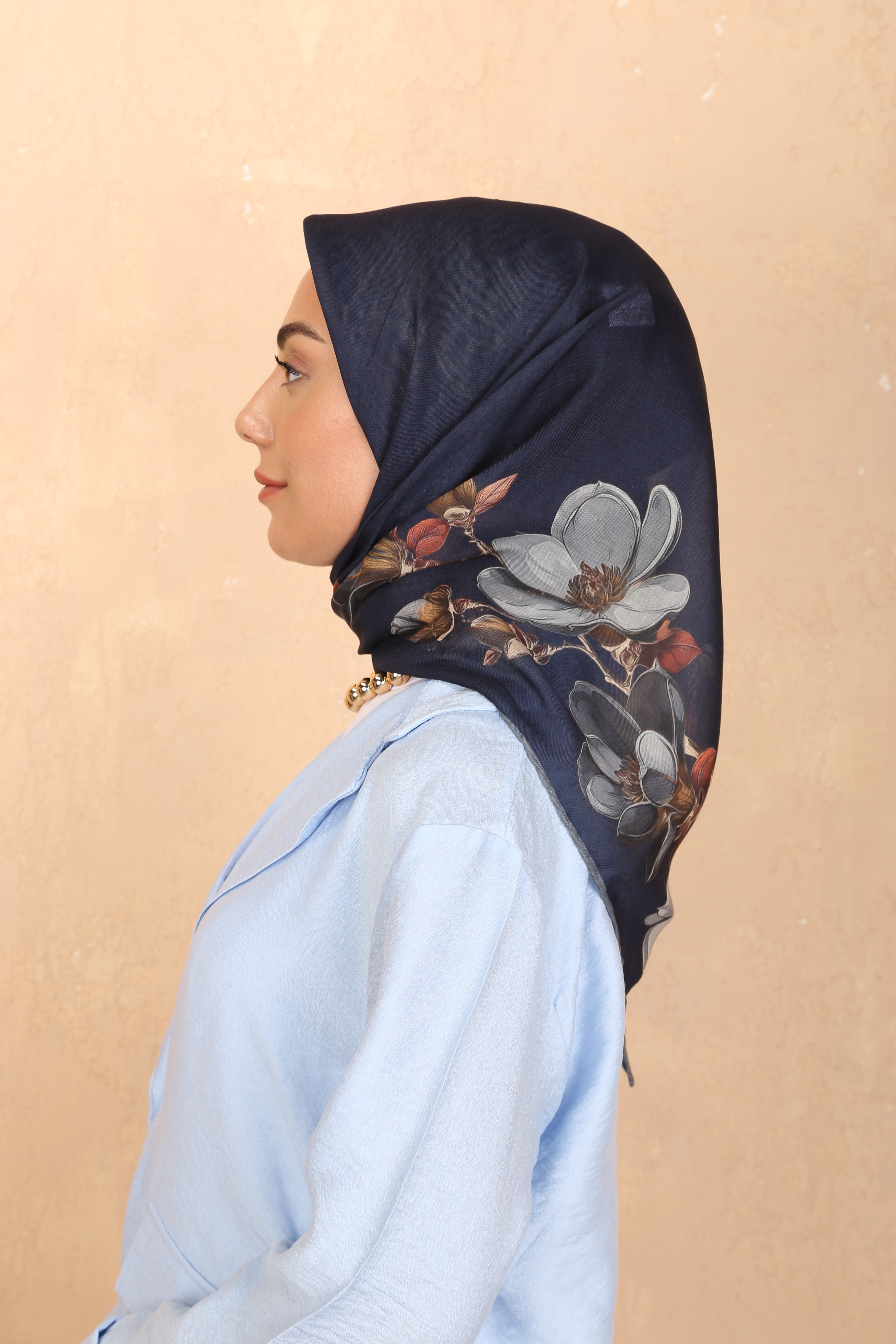 Locella Soft Pamuk Eşarp-Lacivert Gri